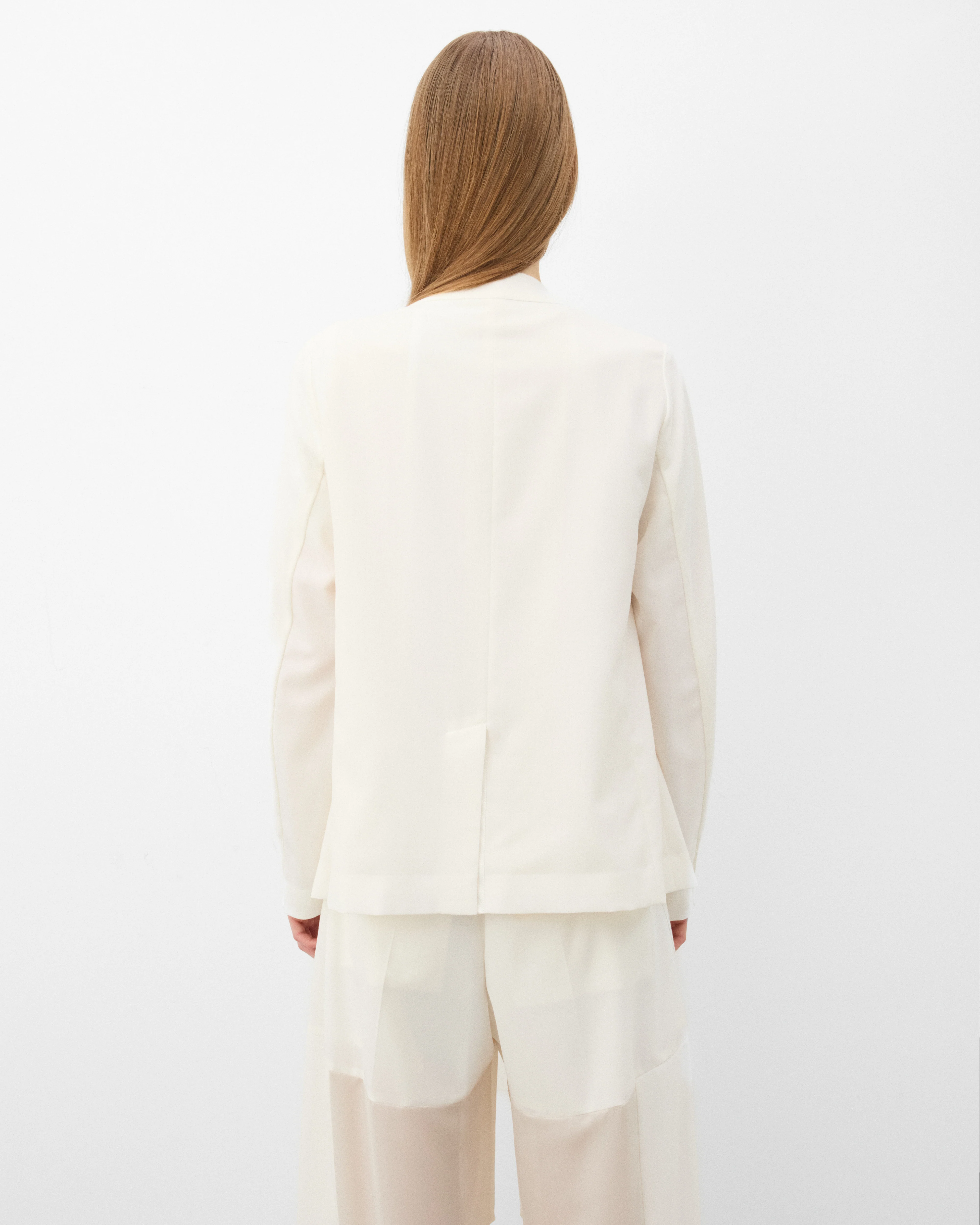 Sacai - Women's Wool Suiting X Cotton Knit Cardigan - (White) - Image 5