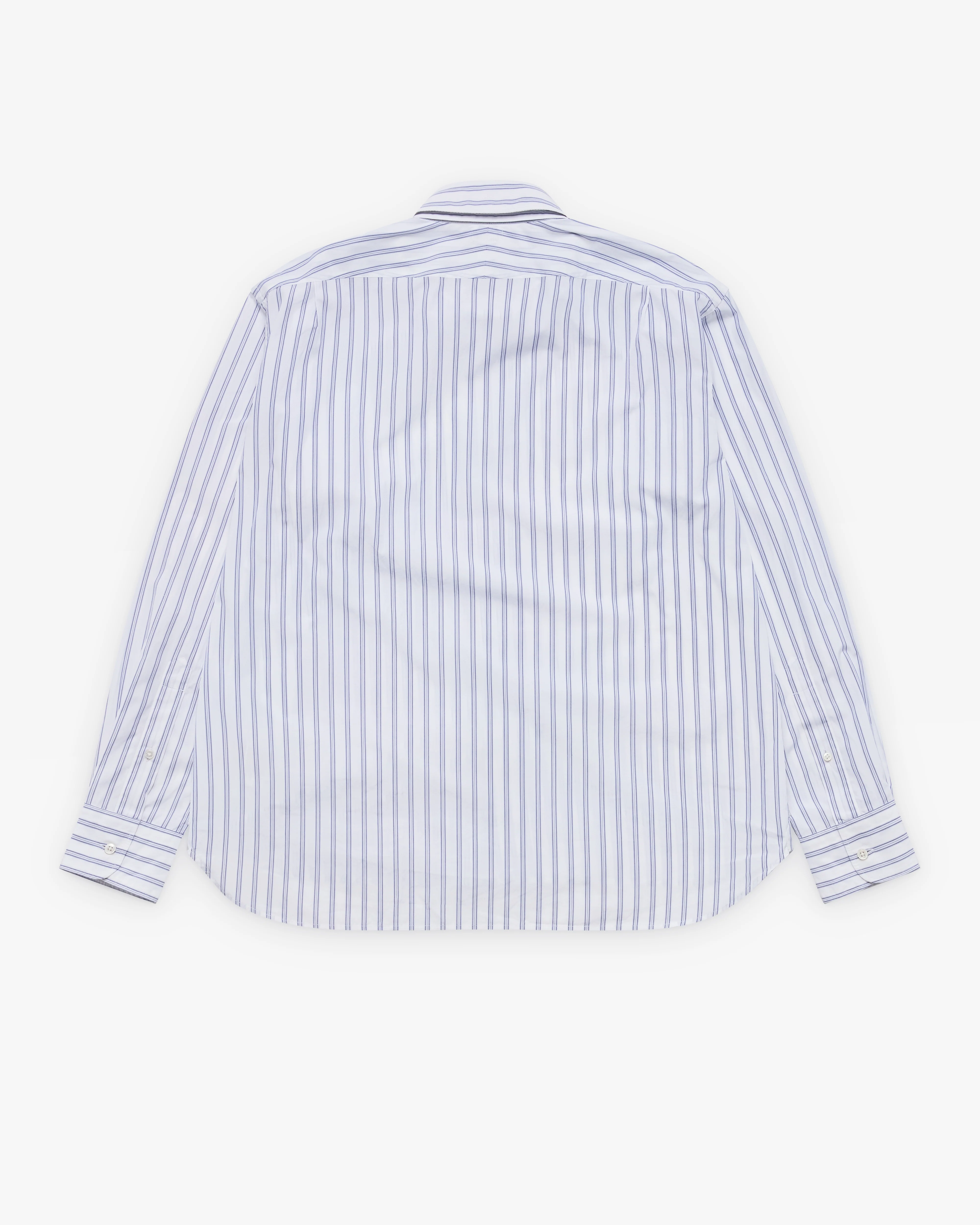 Salon C. Lundman - Men's Double Collar Shirt - (Fine Blue Stripe) - Image 2