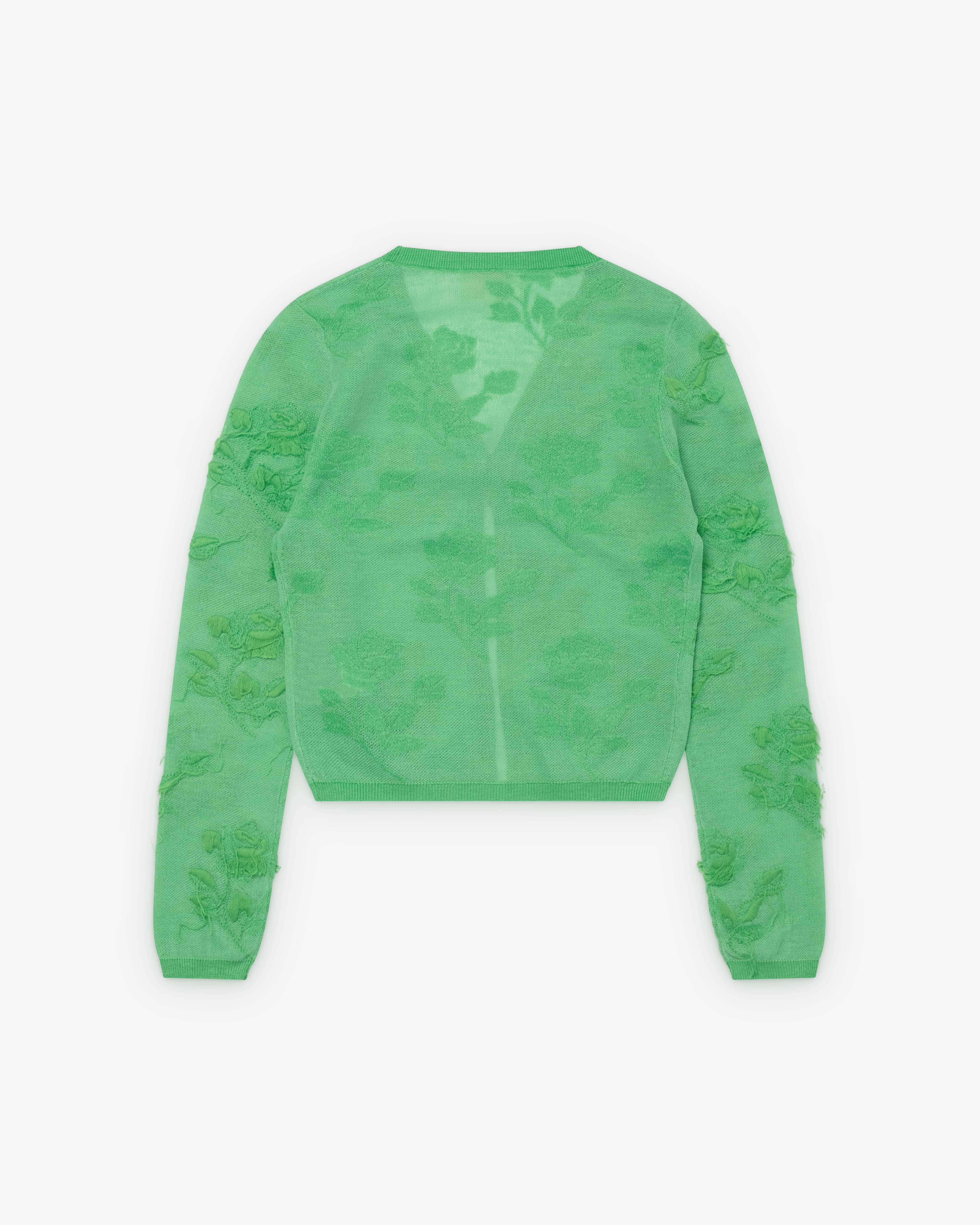 SHUSHU/TONG - Women's Threadwork Bow Cardigan - (Apple Green) - Image 2