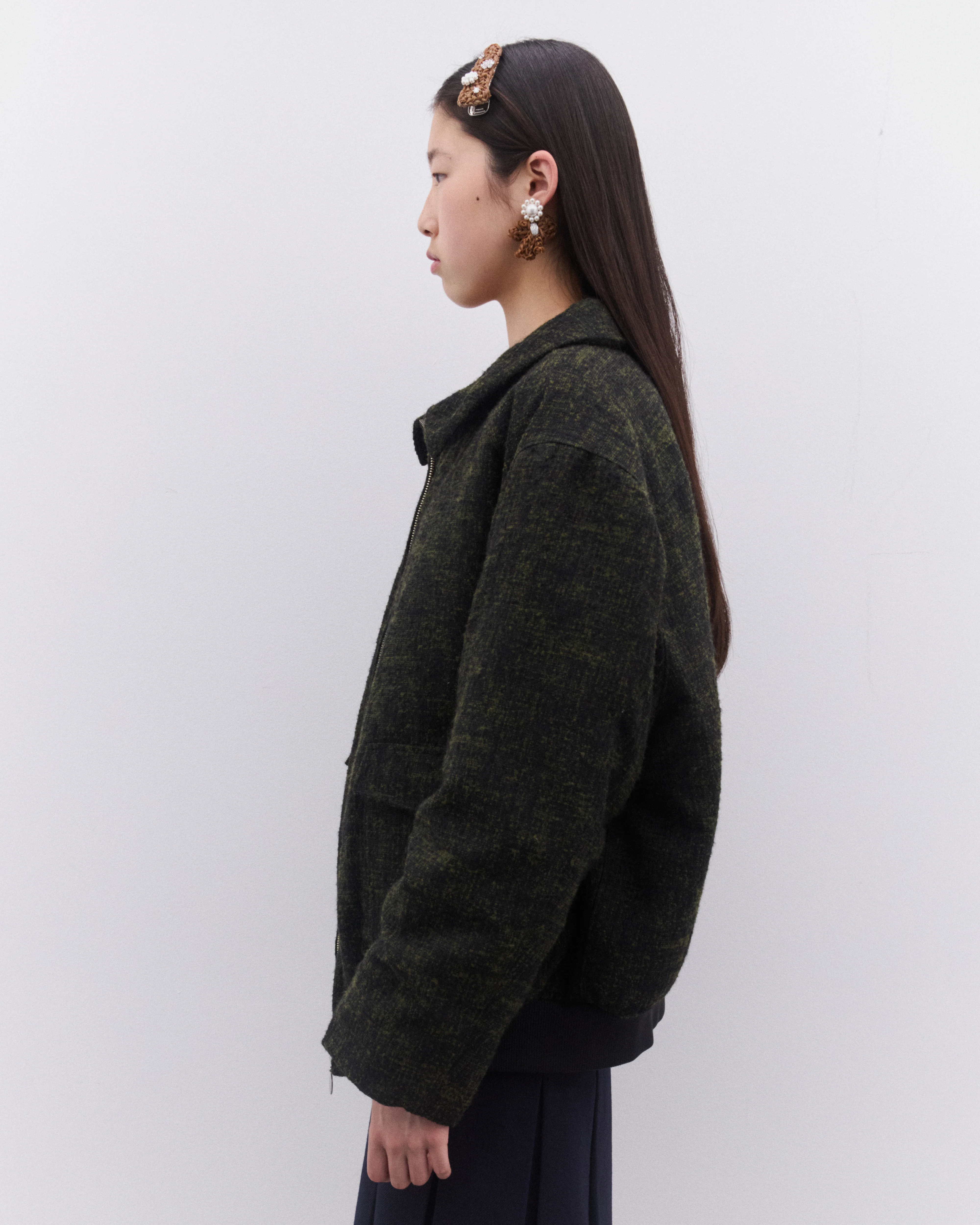 SHUSHU/TONG - Women’s Long Sleeve Lapel Jacket - (Hunter Green) - Image 3