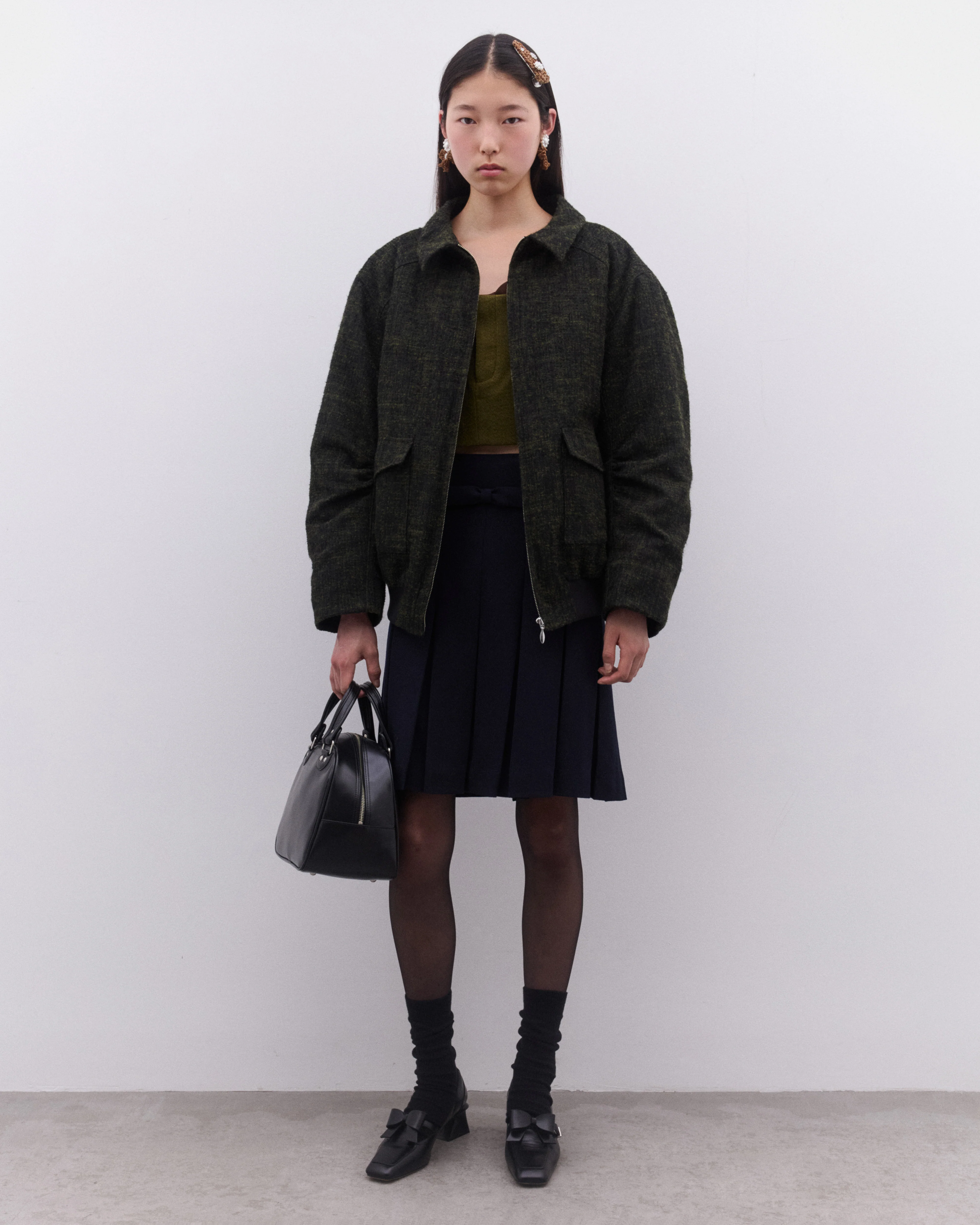 SHUSHU/TONG - Women’s Long Sleeve Lapel Jacket - (Hunter Green) - Image 5