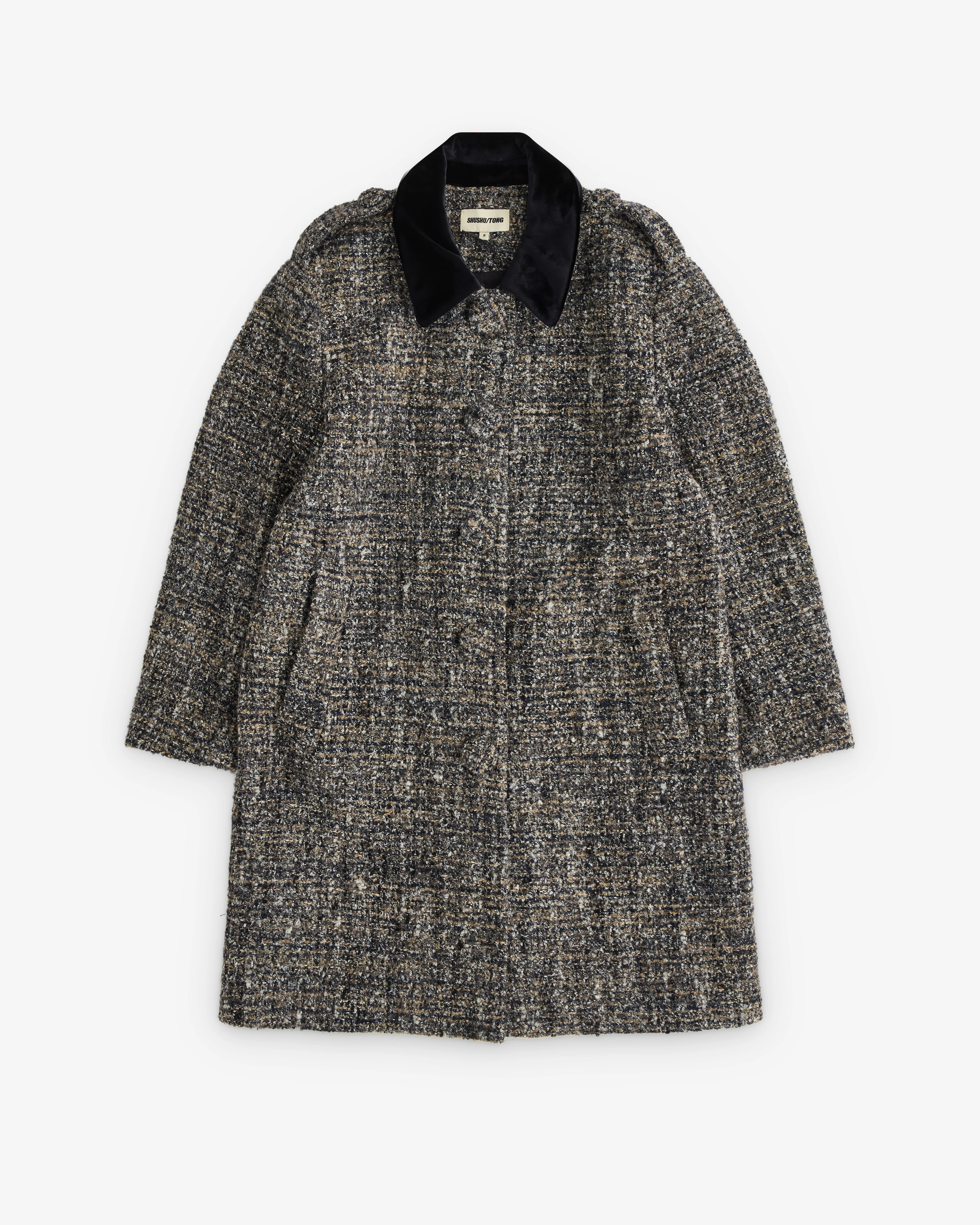 SHUSHU/TONG - Women’s Patchwork Collar Trench Coat - (Grey)