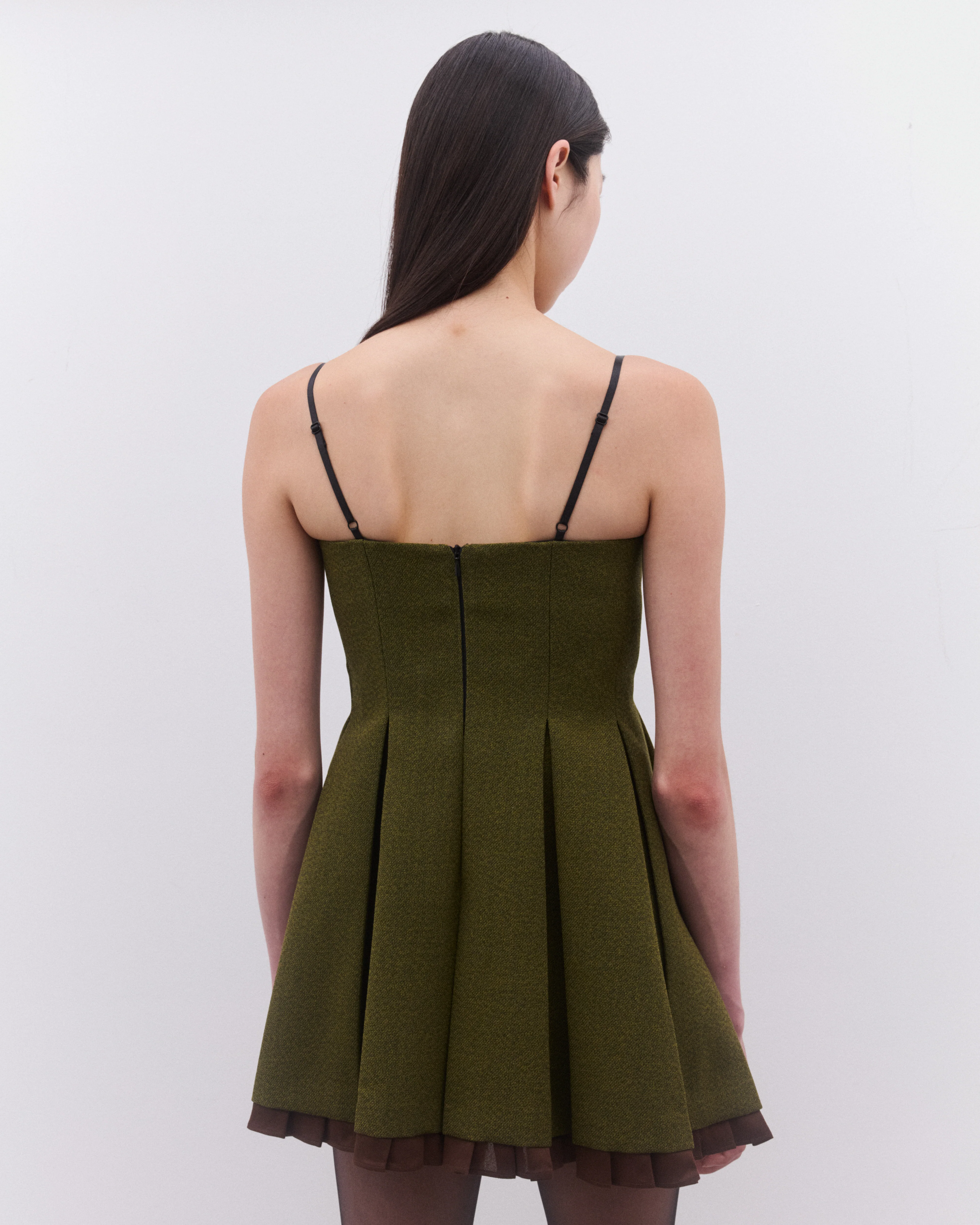 SHUSHU/TONG - Women’s Pleated Camisole Dress - (Green) - Image 4
