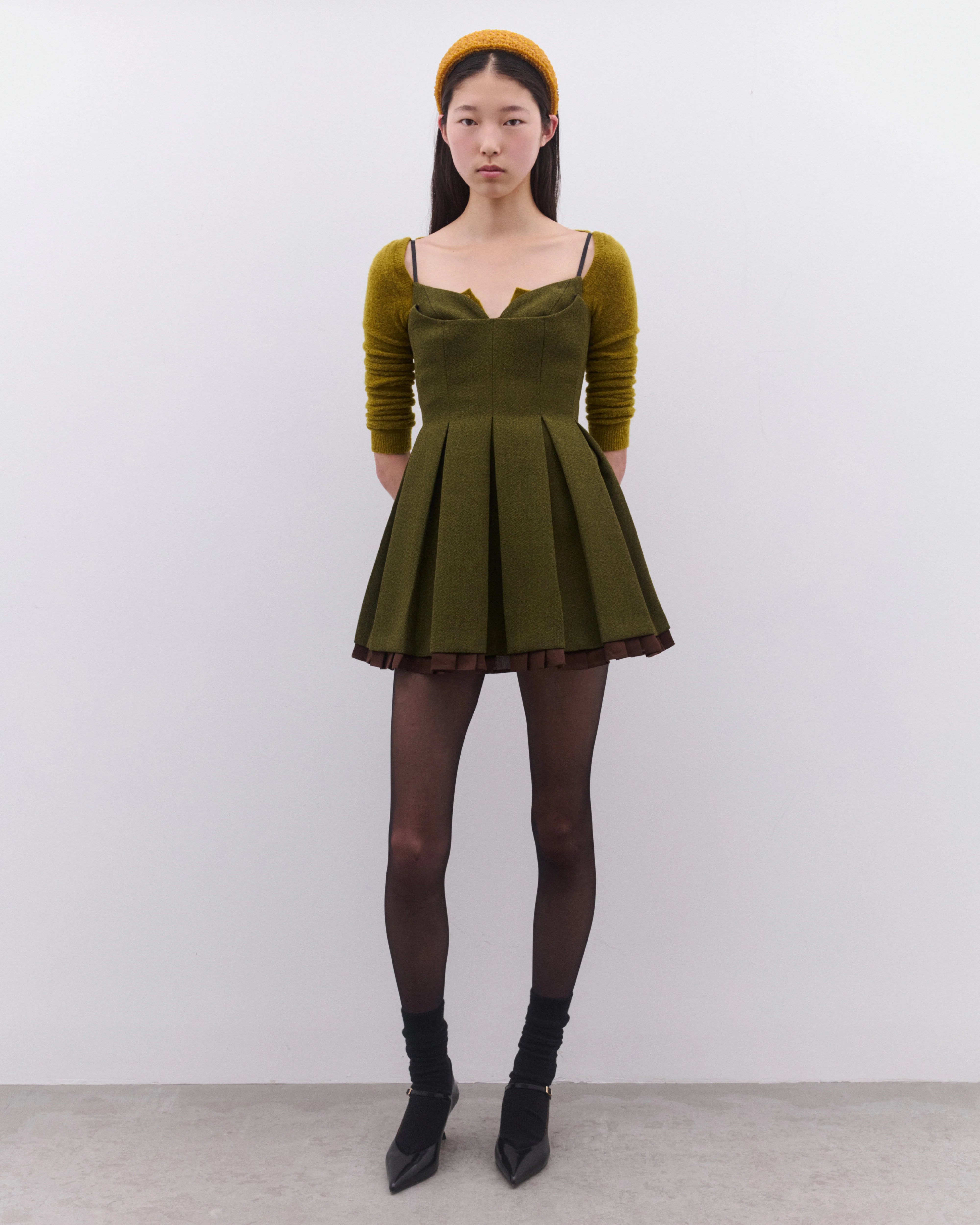 SHUSHU/TONG - Women’s Pleated Camisole Dress - (Green) - Image 5