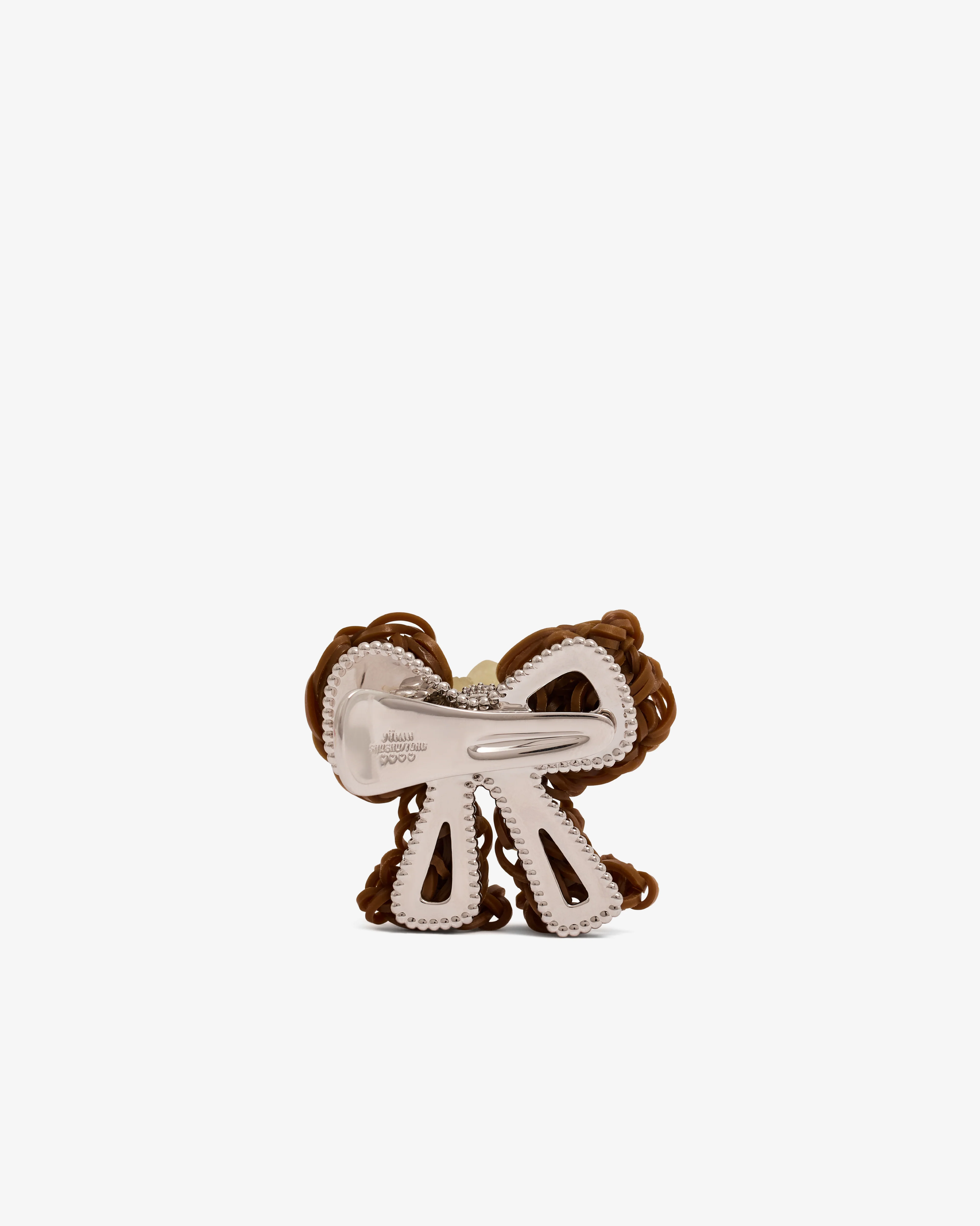 SHUSHU/TONG - Women’s Rubber Band Bow Hair Clip - (Brown) - Image 2