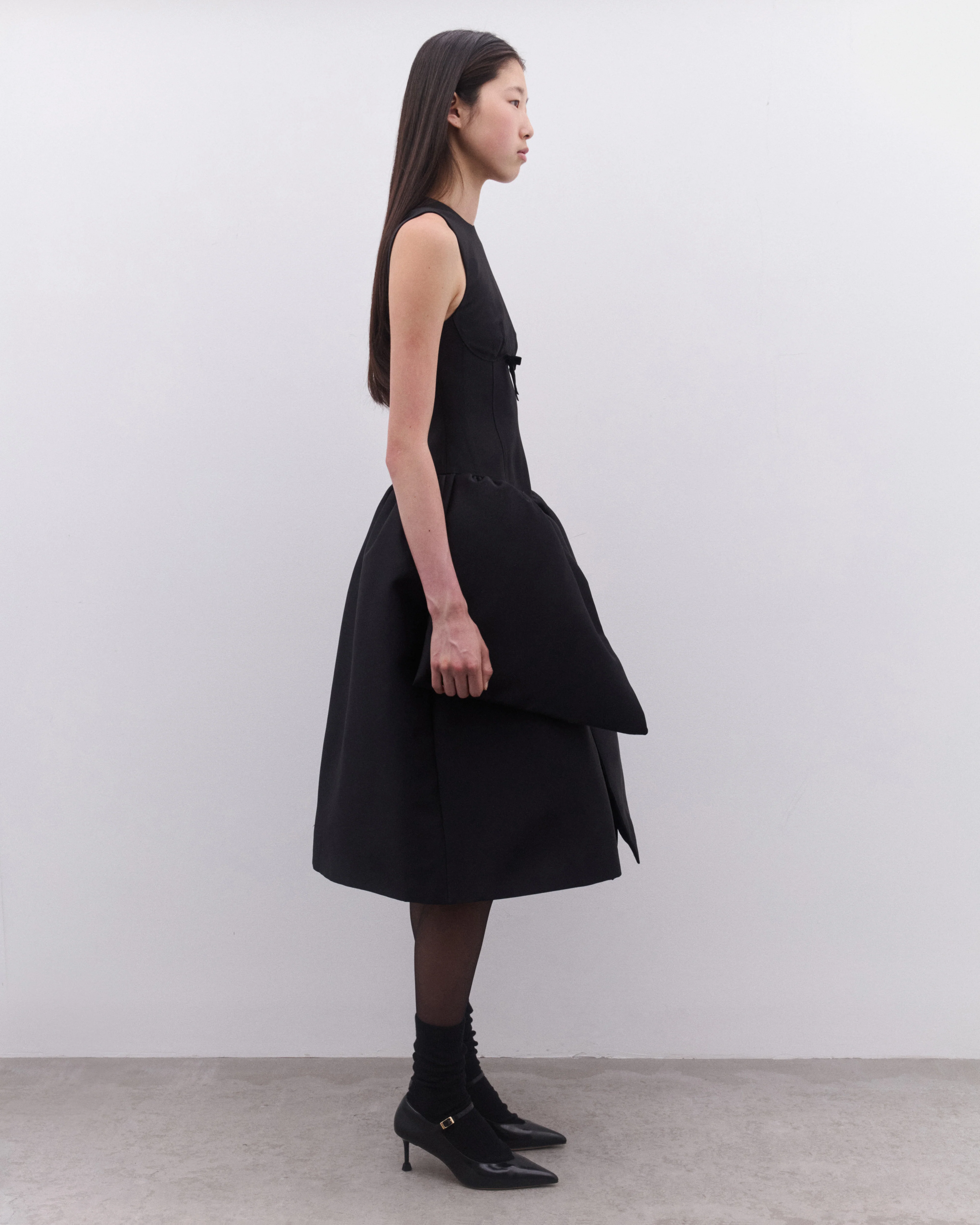 SHUSHU/TONG - Women’s Smocked Panel Evening Dress - (Black) - Image 3
