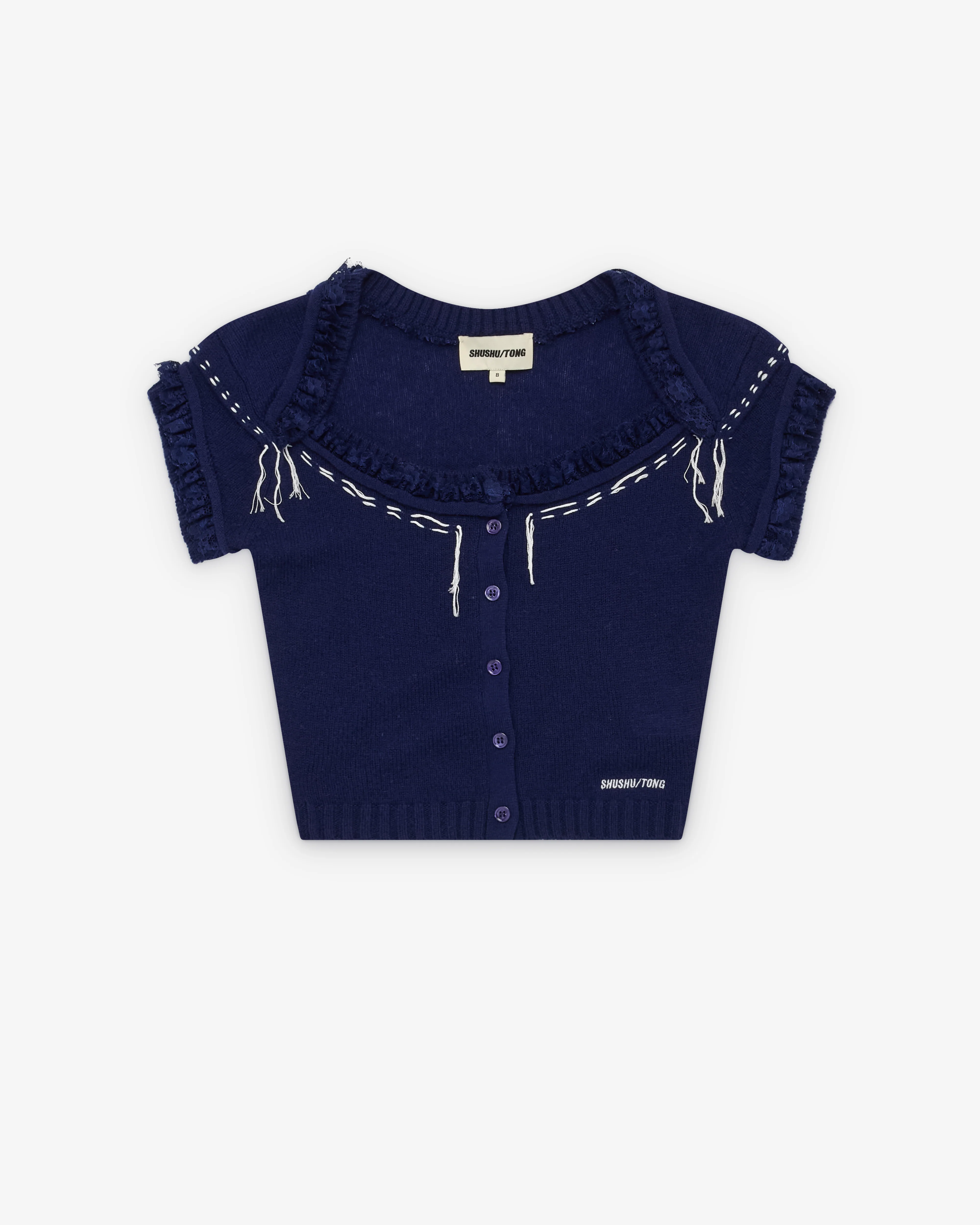 SHUSHU/TONG - Women's Threadwork Detail Top - (Navy Blue)