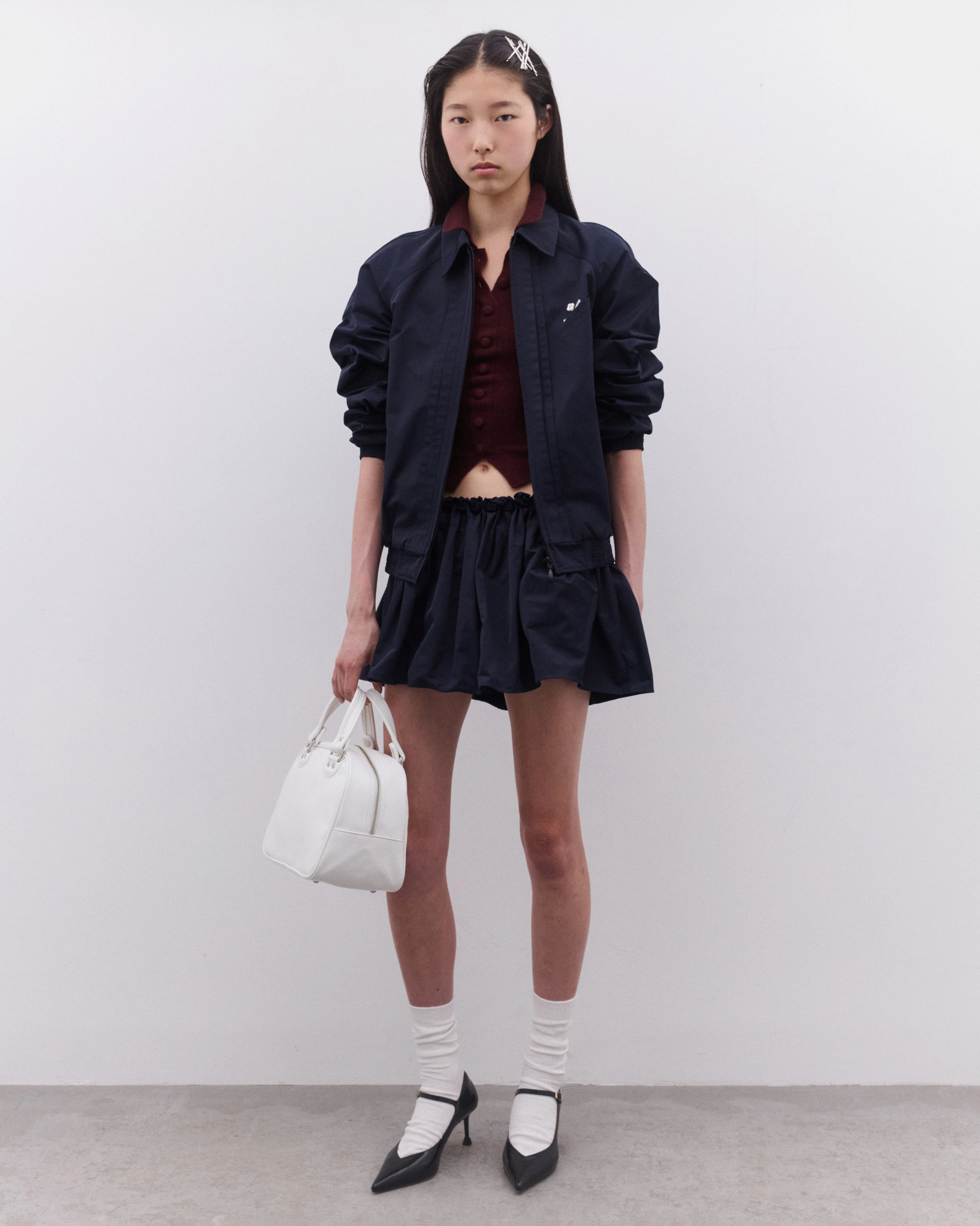 SHUSHU/TONG - Women’s Tuck Detail Sport Jacket - (Navy) - Image 5