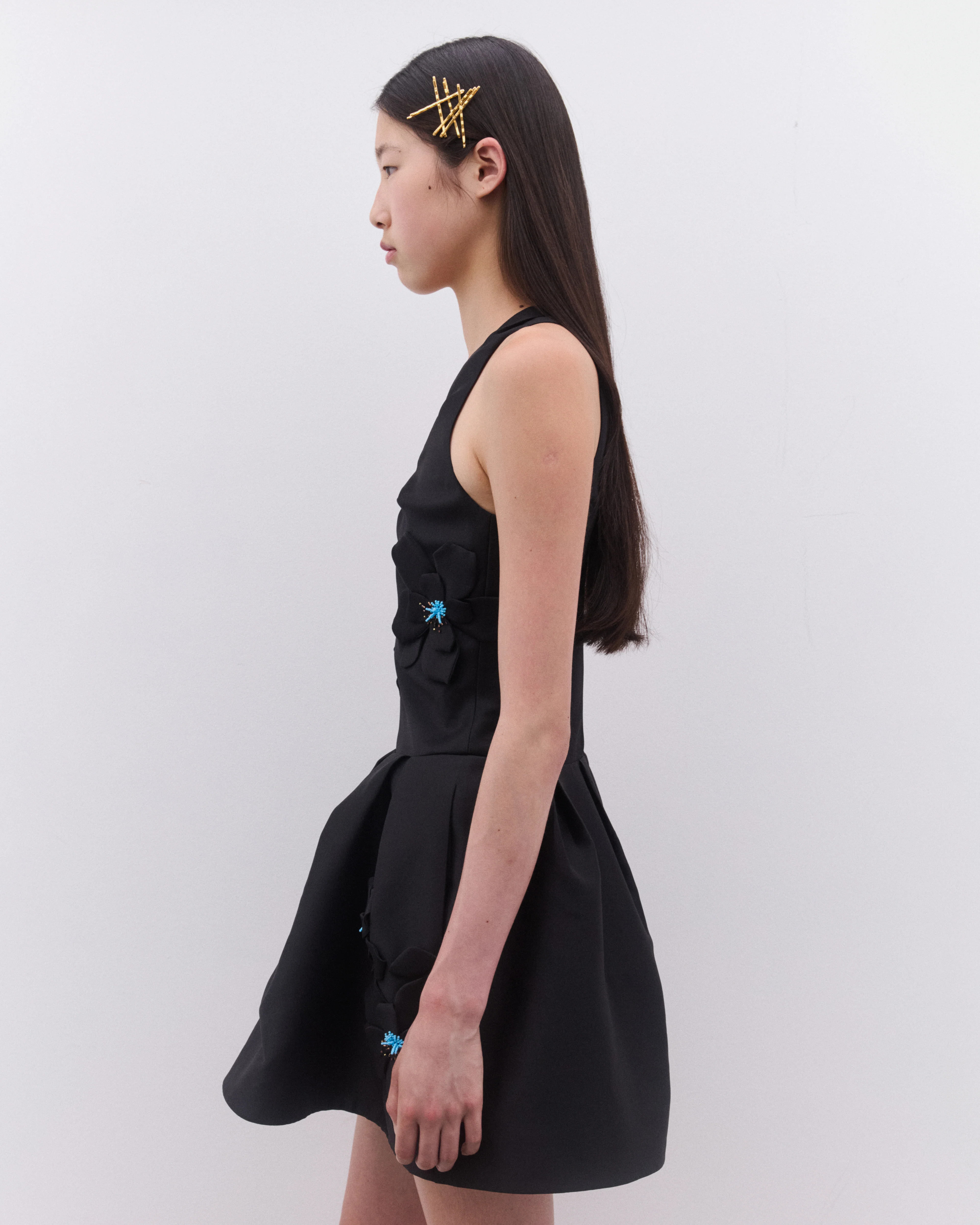SHUSHU/TONG - Women’s Tucked Halter Neck Dress - (Black) - Image 3