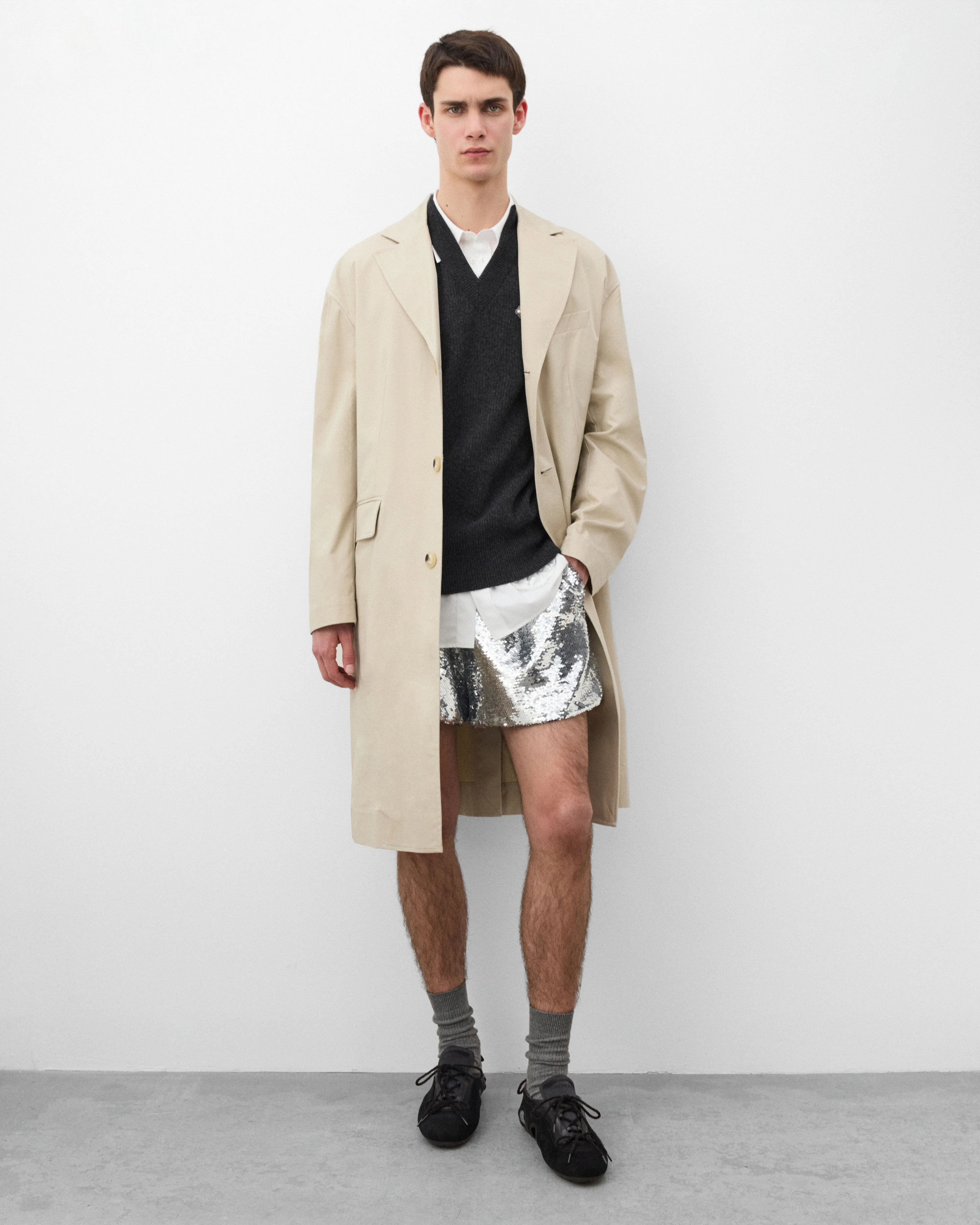 Simone Rocha - Men's Boxy Duster Coat - (Stone) - Image 6