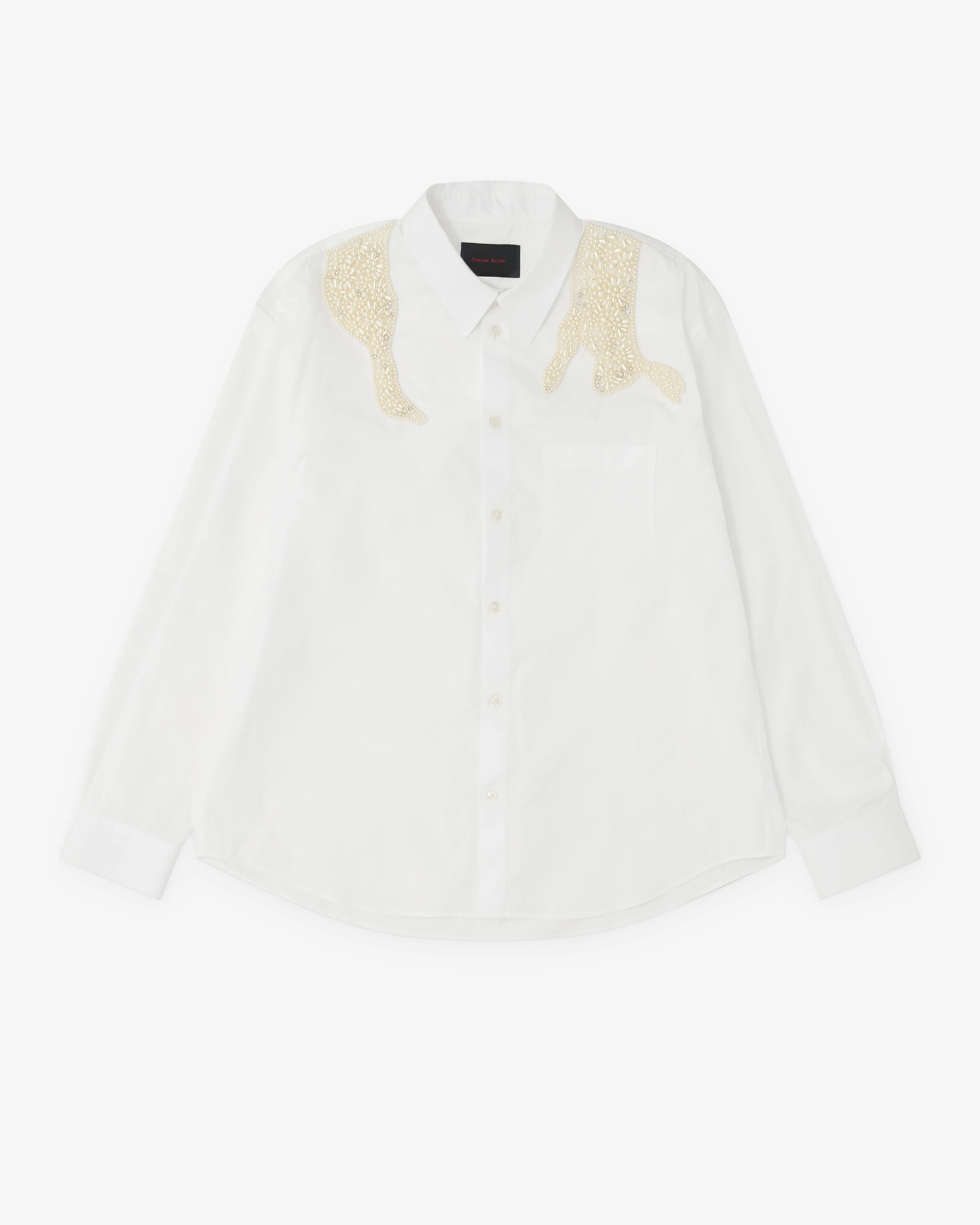 Simone Rocha - Men’s Embellished Hare Classic Shirt - (White/Pearl)