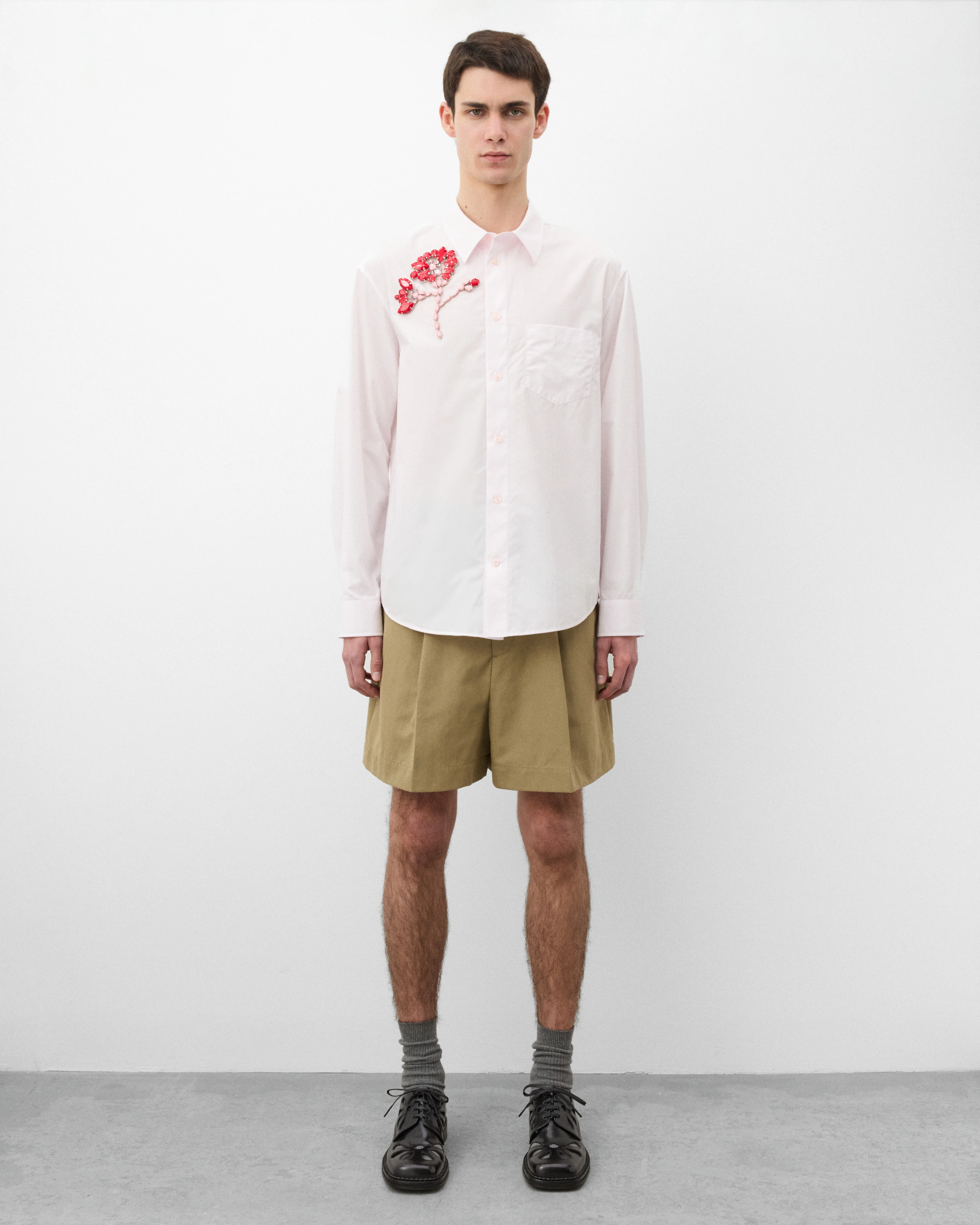 Simone Rocha - Men's Embellished Classic Shirt - (Pink/Red) - Image 6