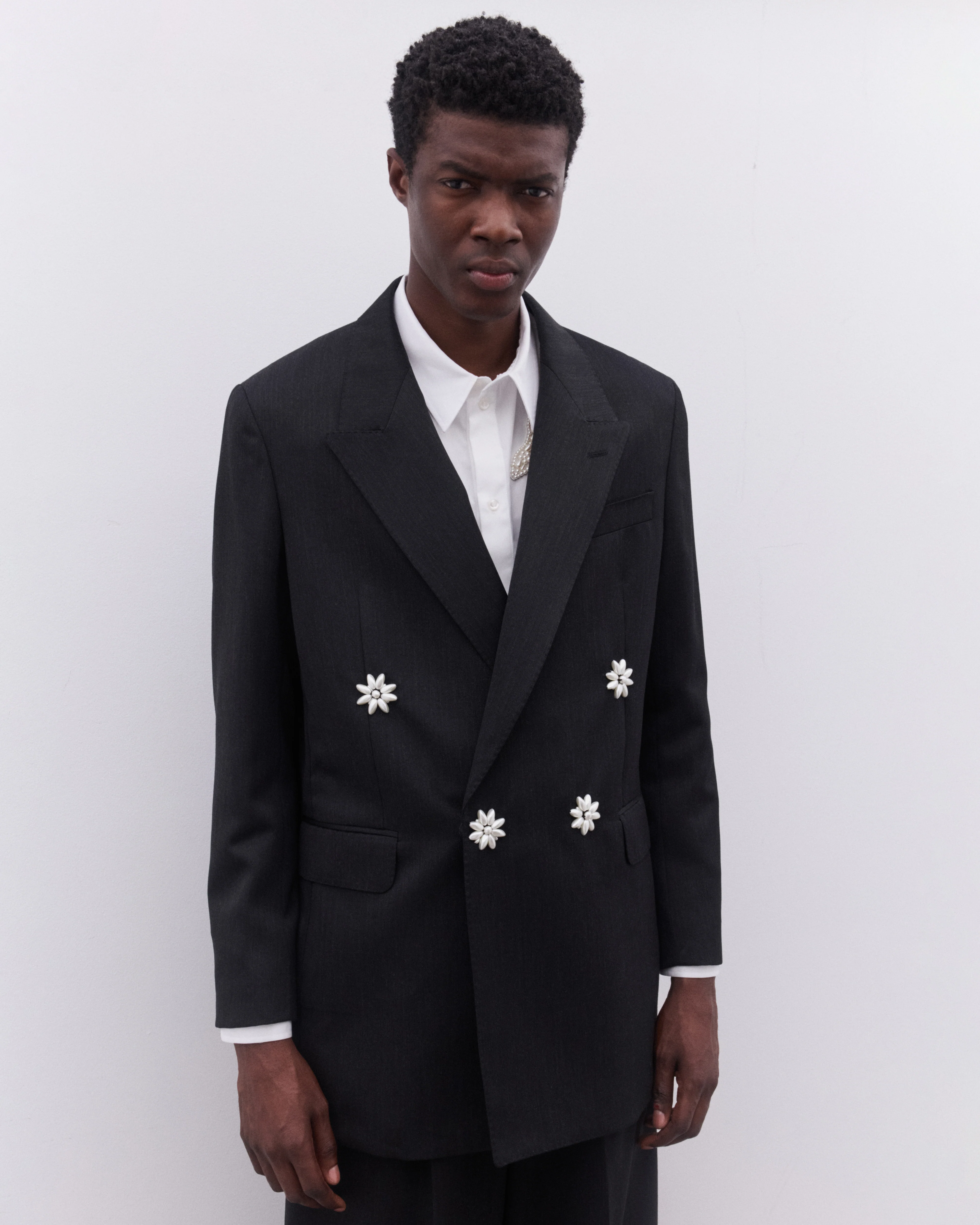 Simone Rocha - Men’s Double Breasted Jacket - (Charcoal) - Image 3