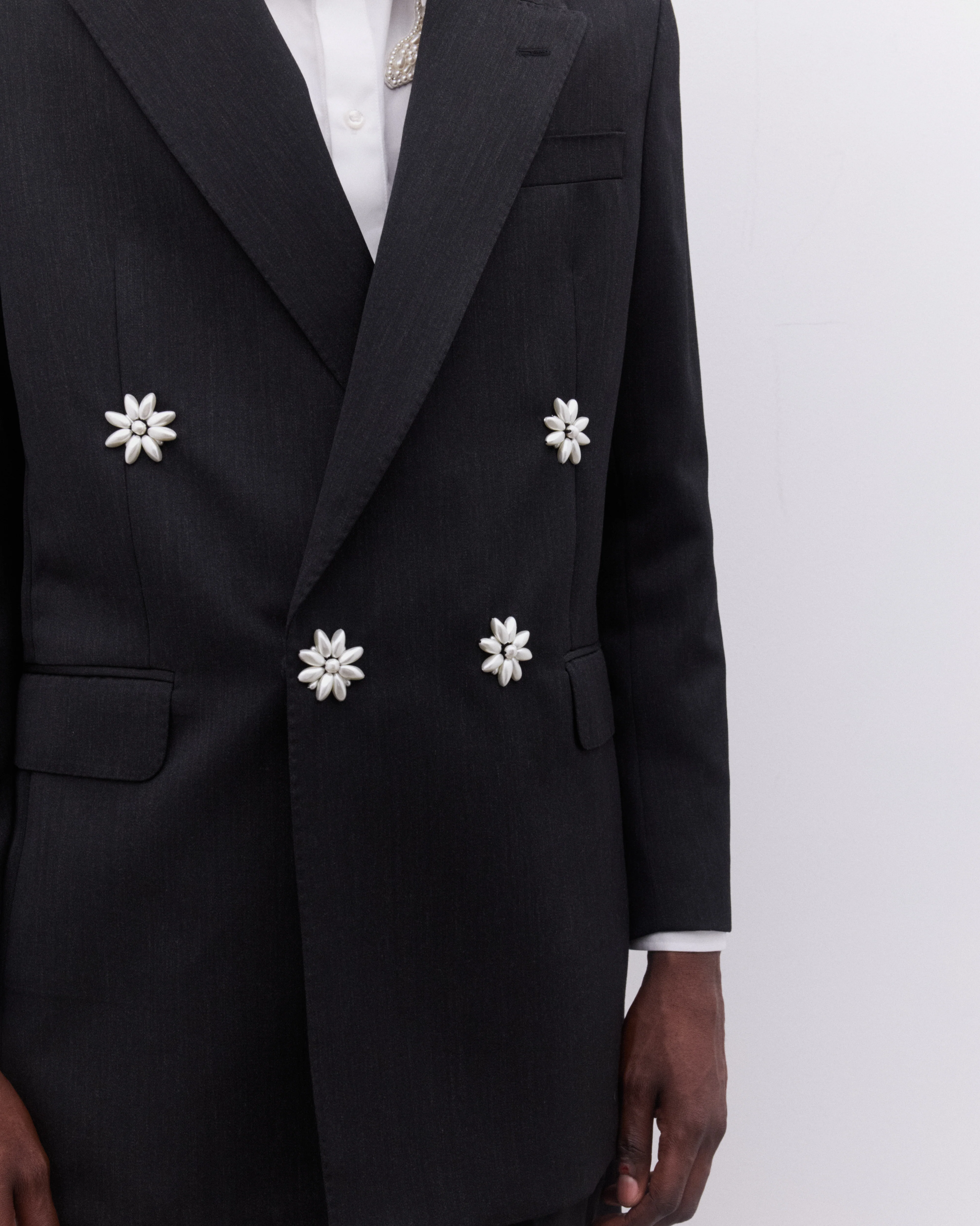 Simone Rocha - Men’s Double Breasted Jacket - (Charcoal) - Image 7