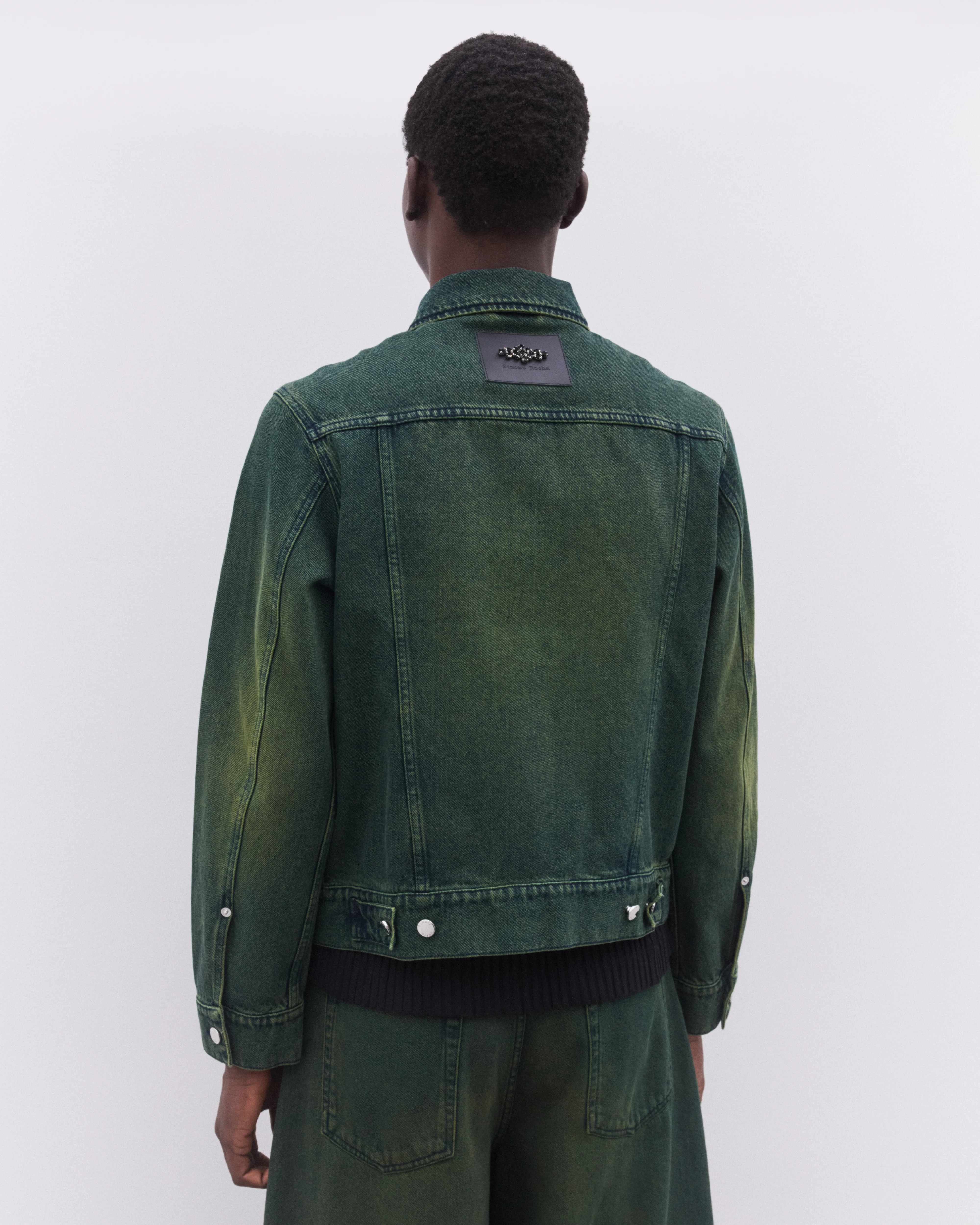 Simone Rocha - Men’s Embellished Fitted Trucker Jacket - (Green) - Image 5