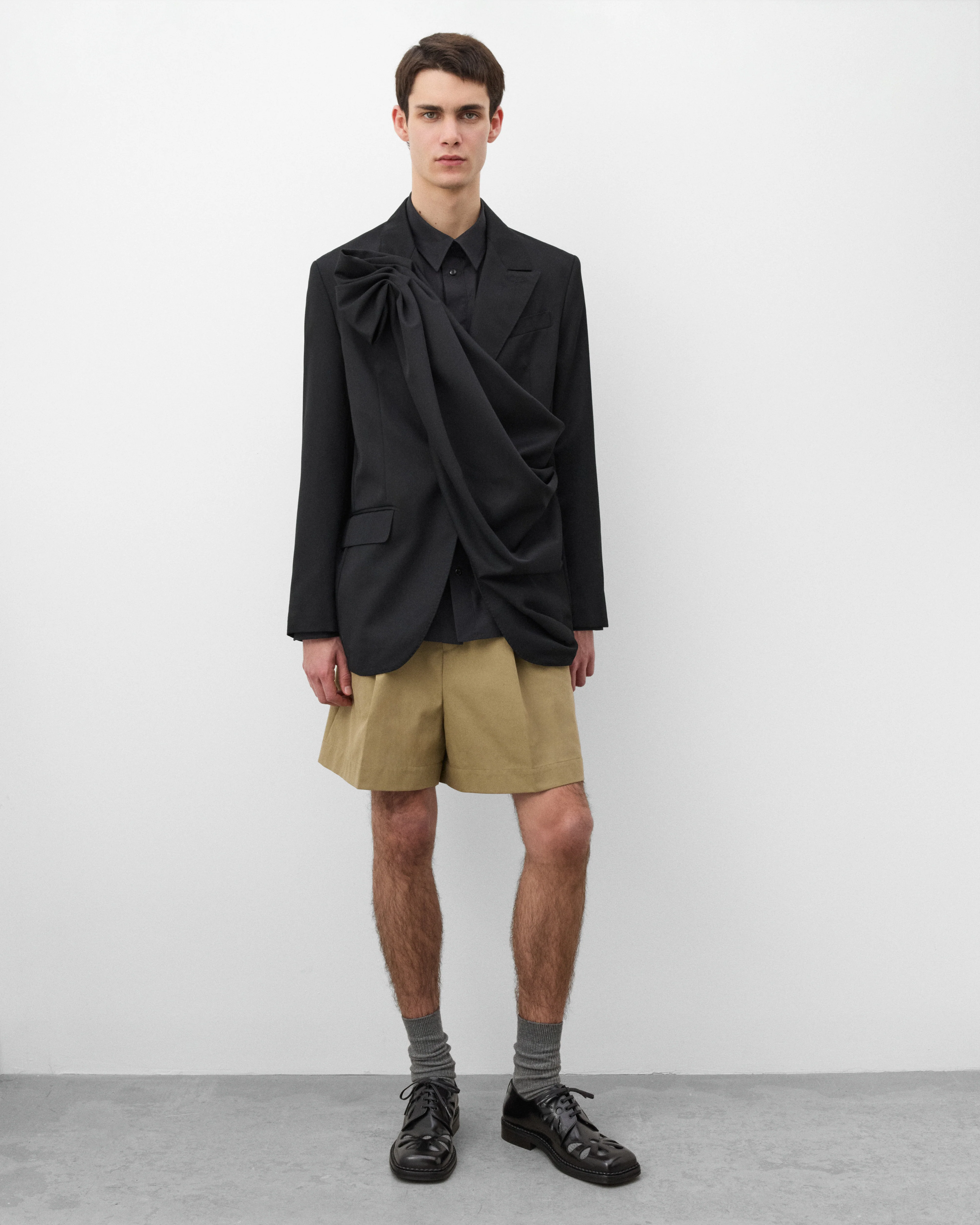 Simone Rocha - Men's Gathered Flower Sash Jacket - (Black) - Image 6
