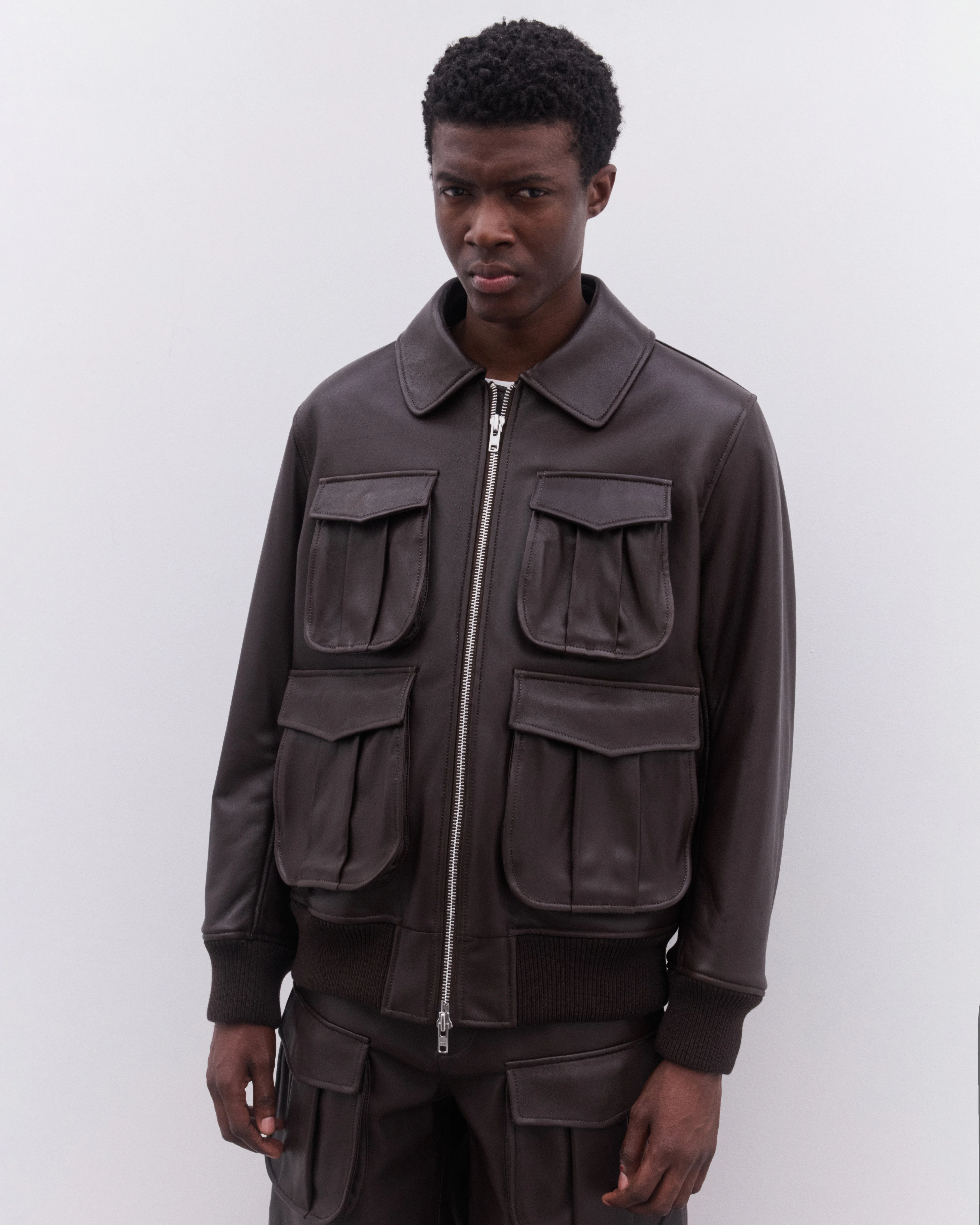Simone Rocha - Men’s Multi Pocket Aviator Jacket - (Chocolate) - Image 3