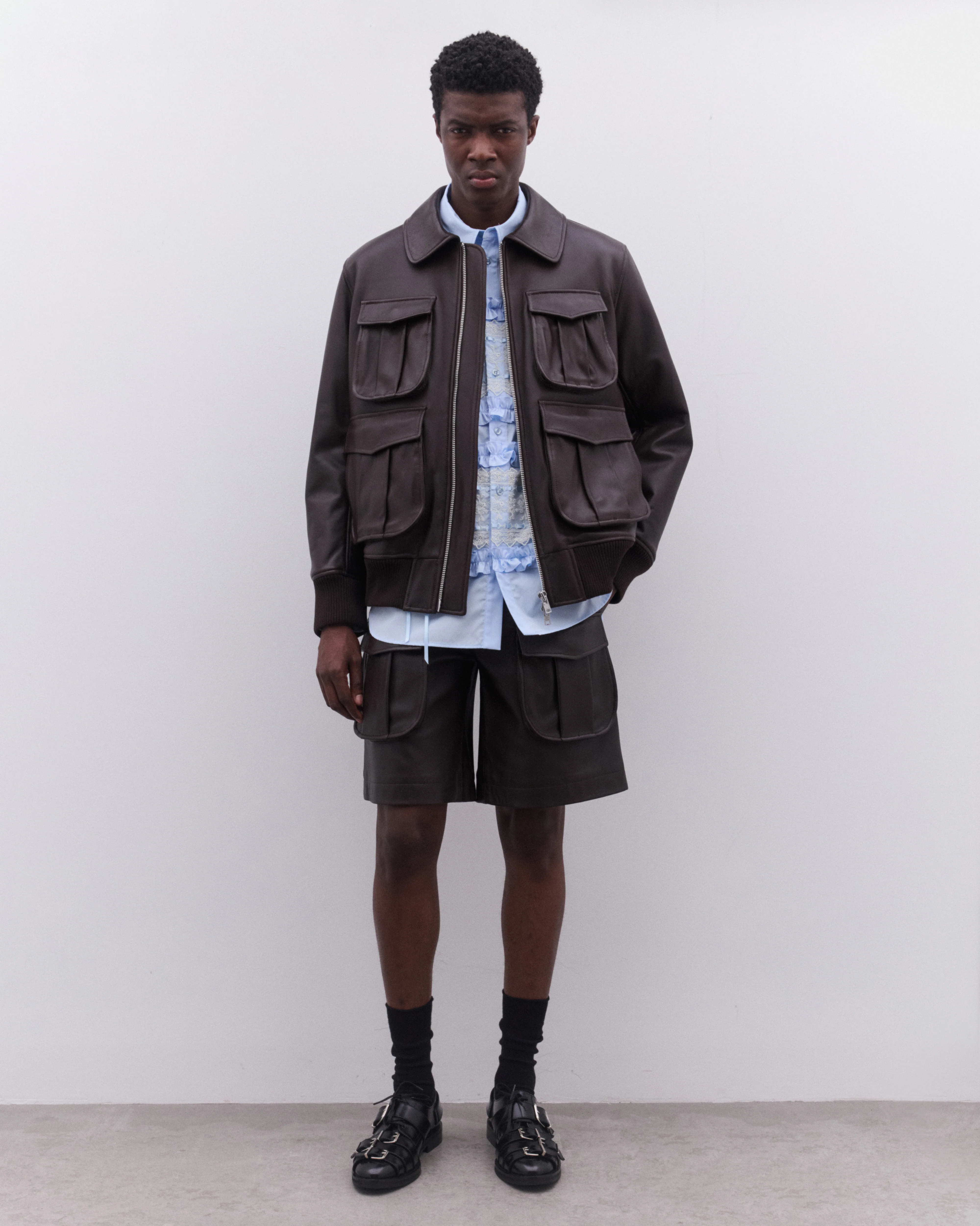 Simone Rocha - Men’s Multi Pocket Aviator Jacket - (Chocolate) - Image 6