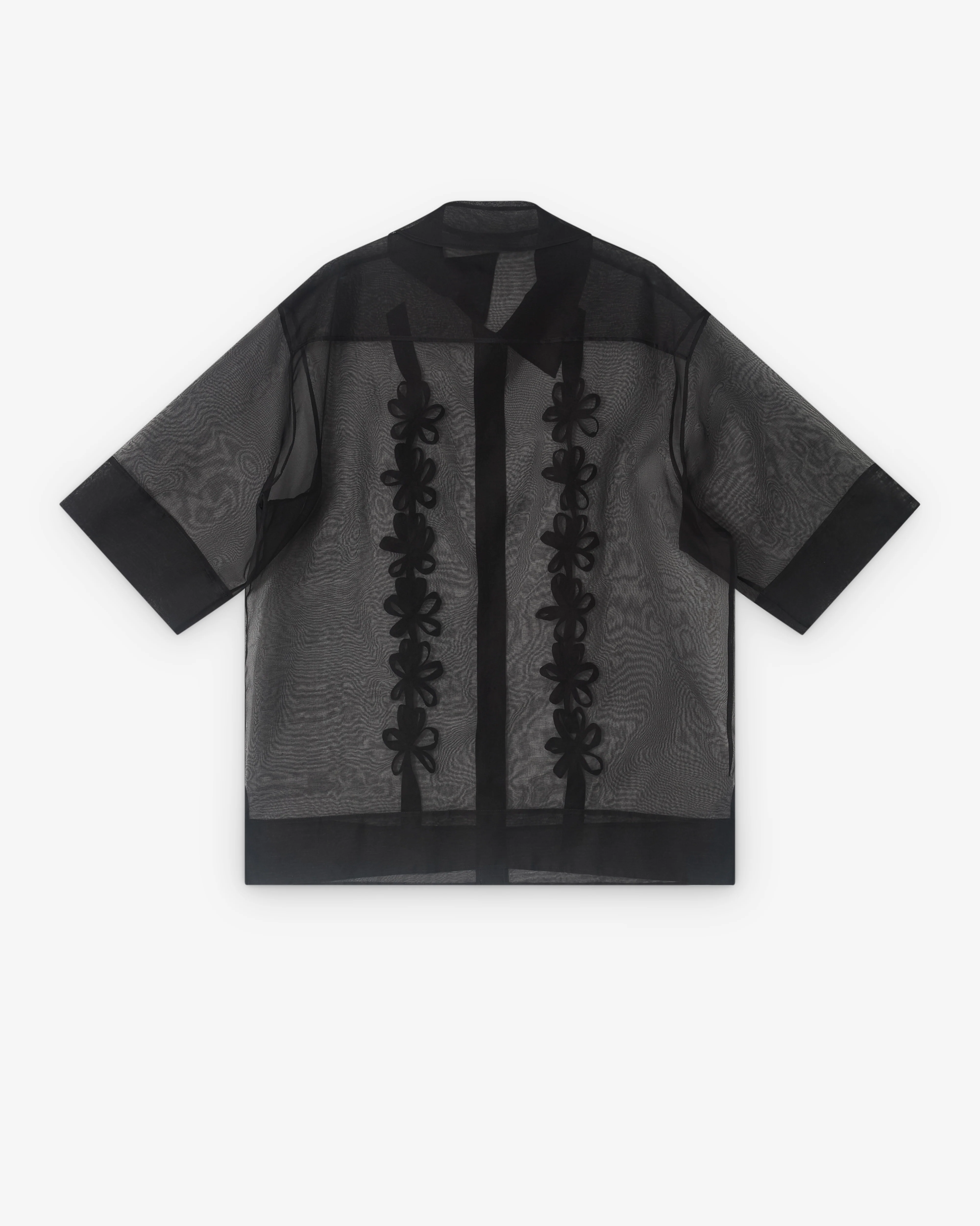 Simone Rocha - Men’s Ribbon Daisy Chain Boxy Shirt - (Black/Black) - Image 2