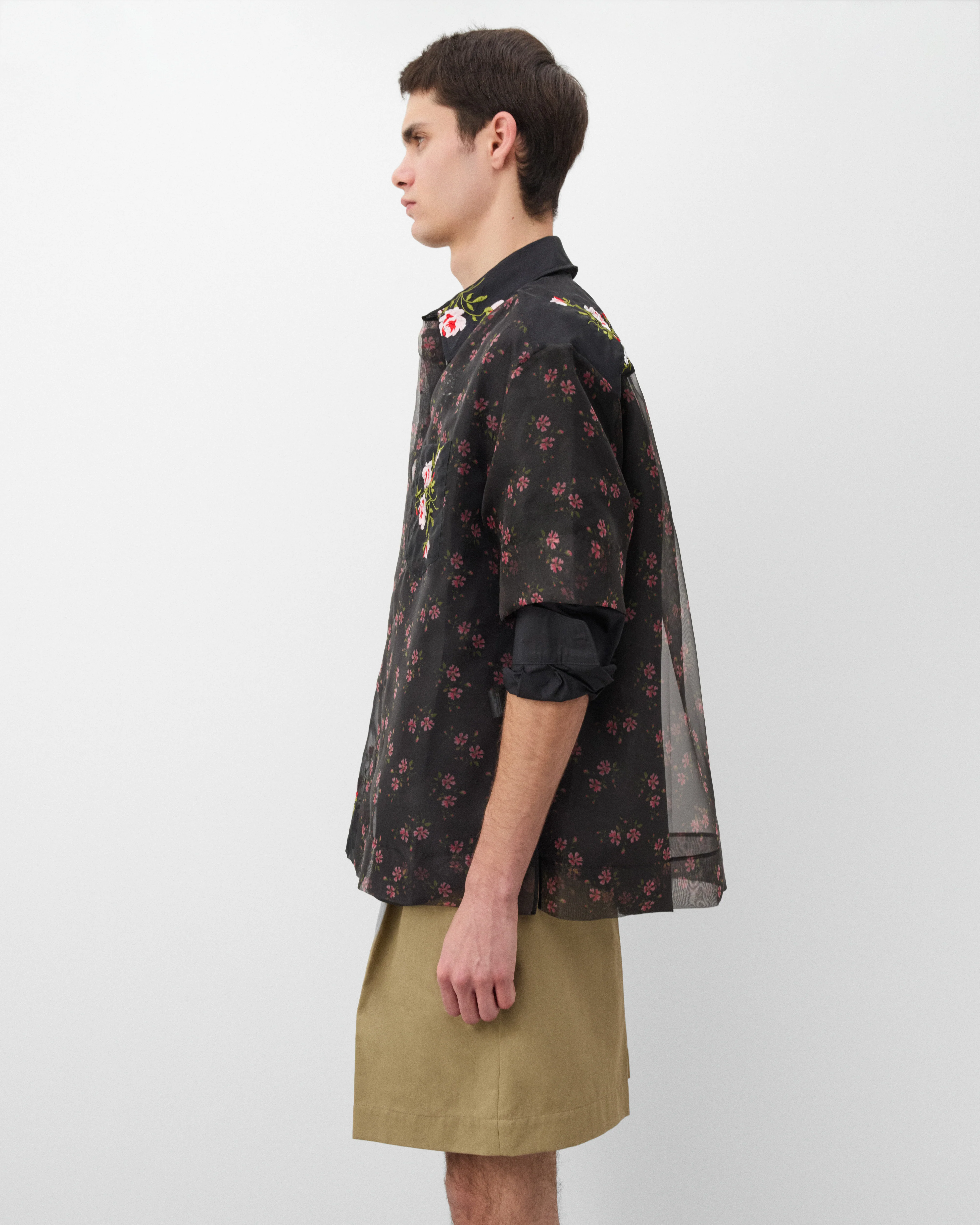 Simone Rocha - Men's Sheer Patchwork Boxy Shirt - (Black) - Image 4