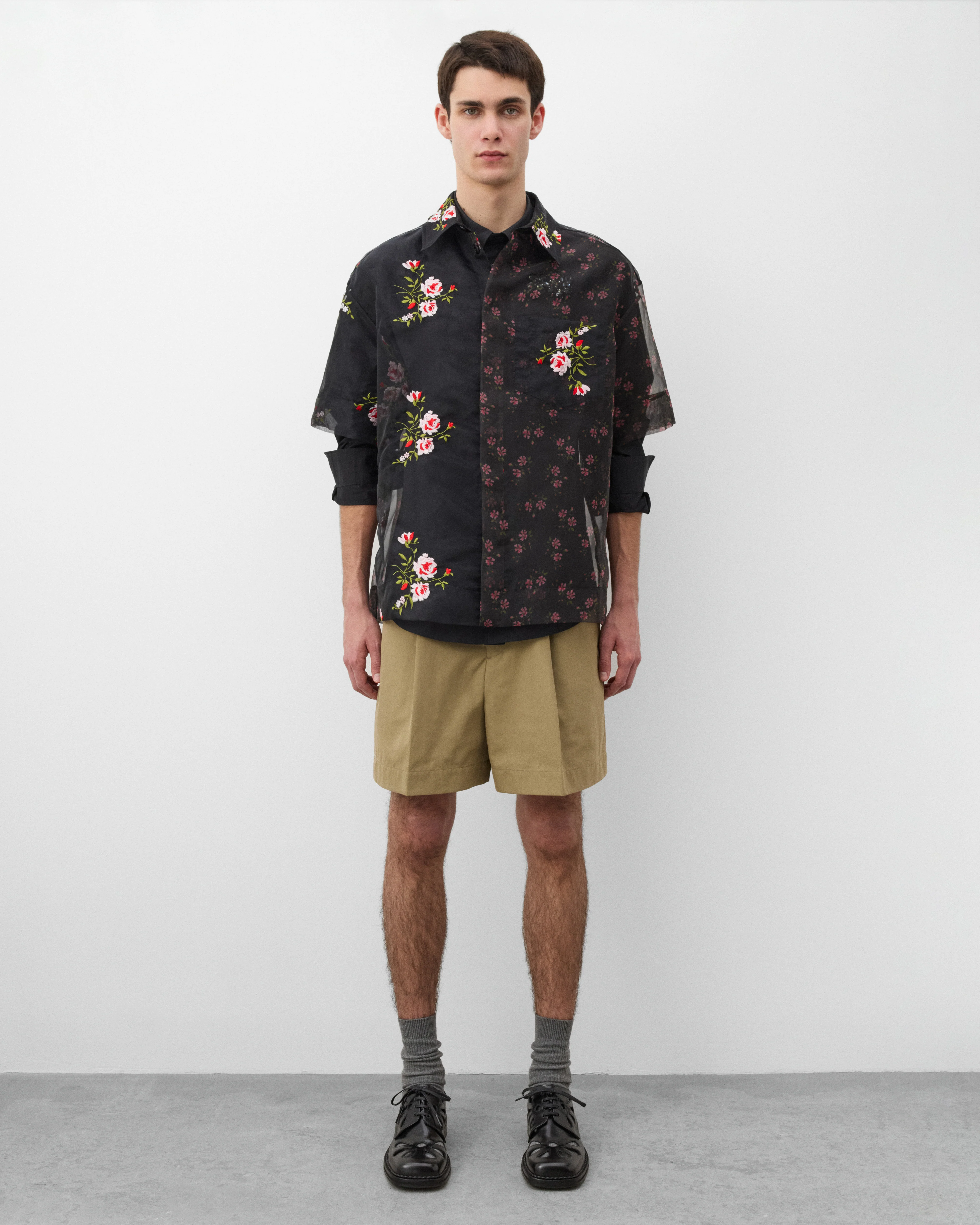 Simone Rocha - Men's Sheer Patchwork Boxy Shirt - (Black) - Image 6