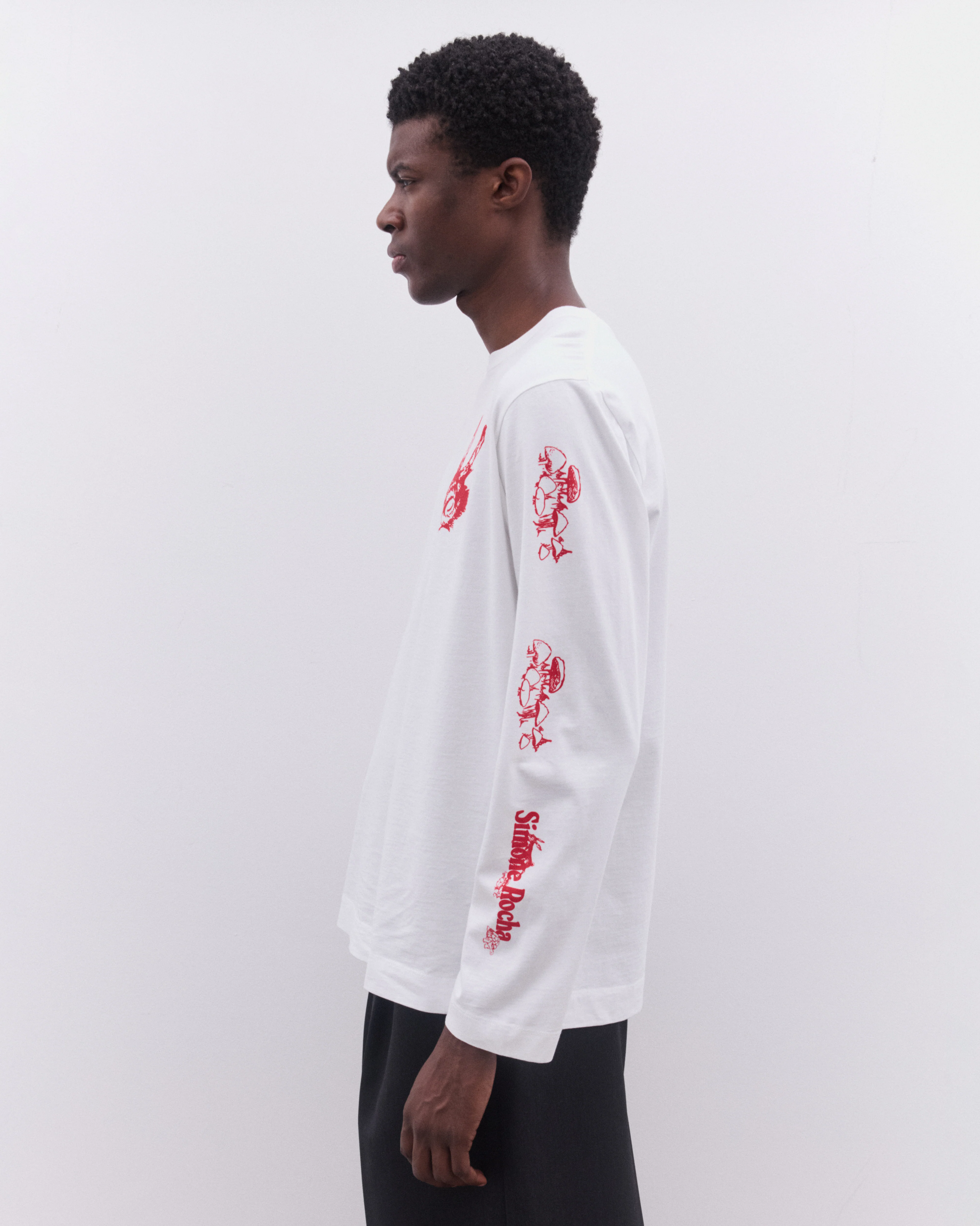 Simone Rocha - Men’s Tortoise & Hare Logo Print T-Shirt - (White/Red) - Image 4