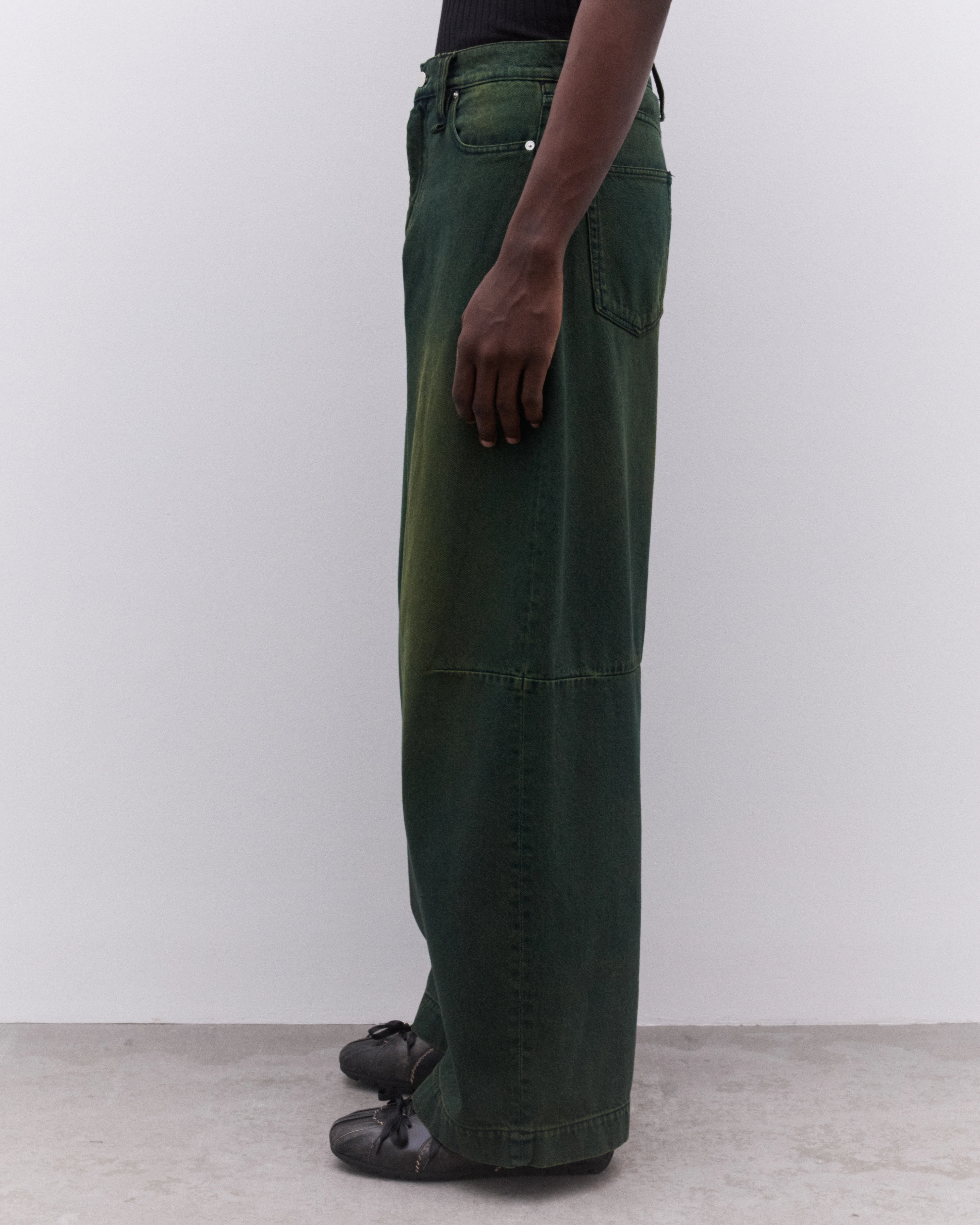 Simone Rocha - Men’s Wide Leg Puddle Jeans - (Green) - Image 4