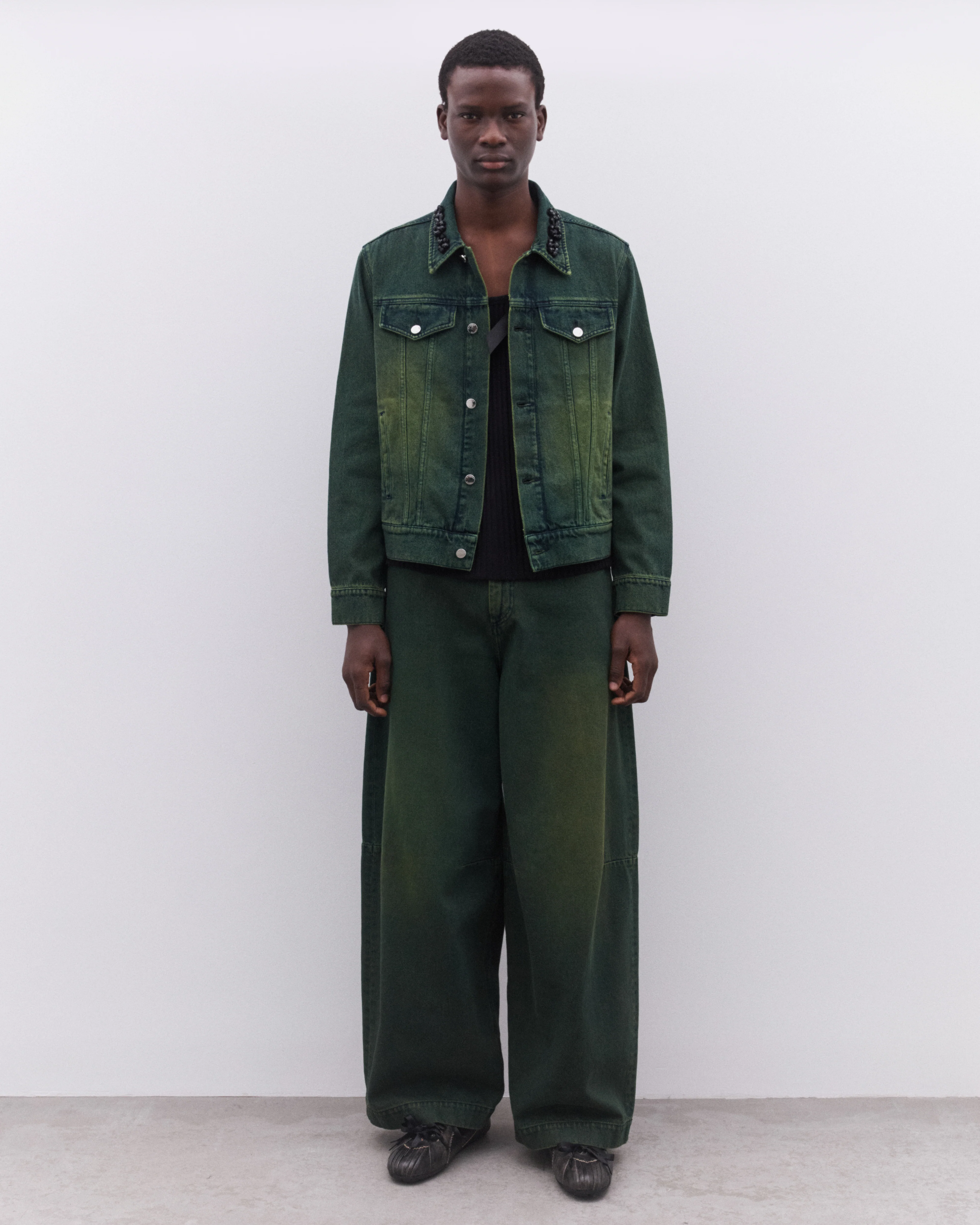 Simone Rocha - Men’s Wide Leg Puddle Jeans - (Green) - Image 6