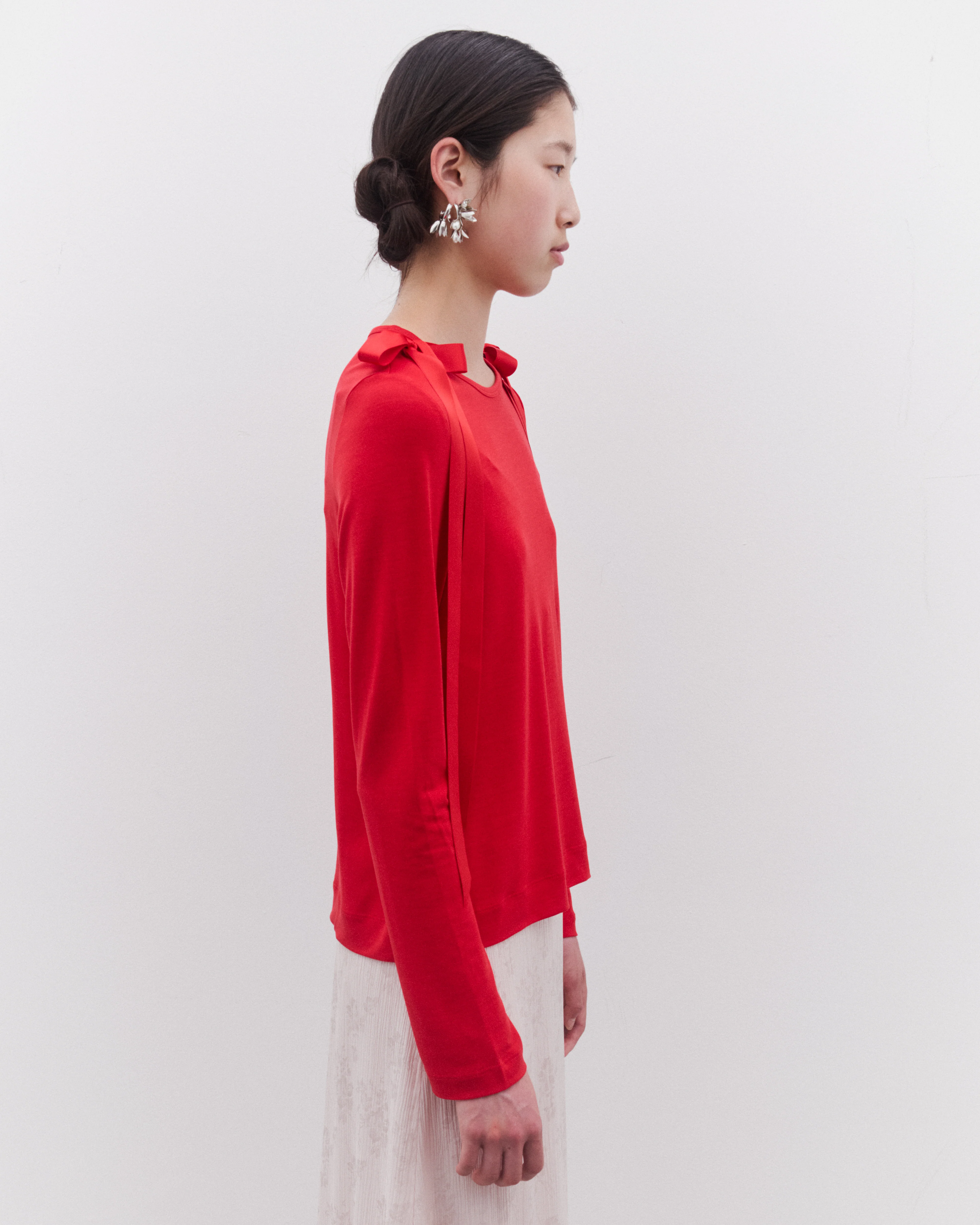 Simone Rocha - Women’s Ribbon Long Sleeve T-Shirt - (Red) - Image 4