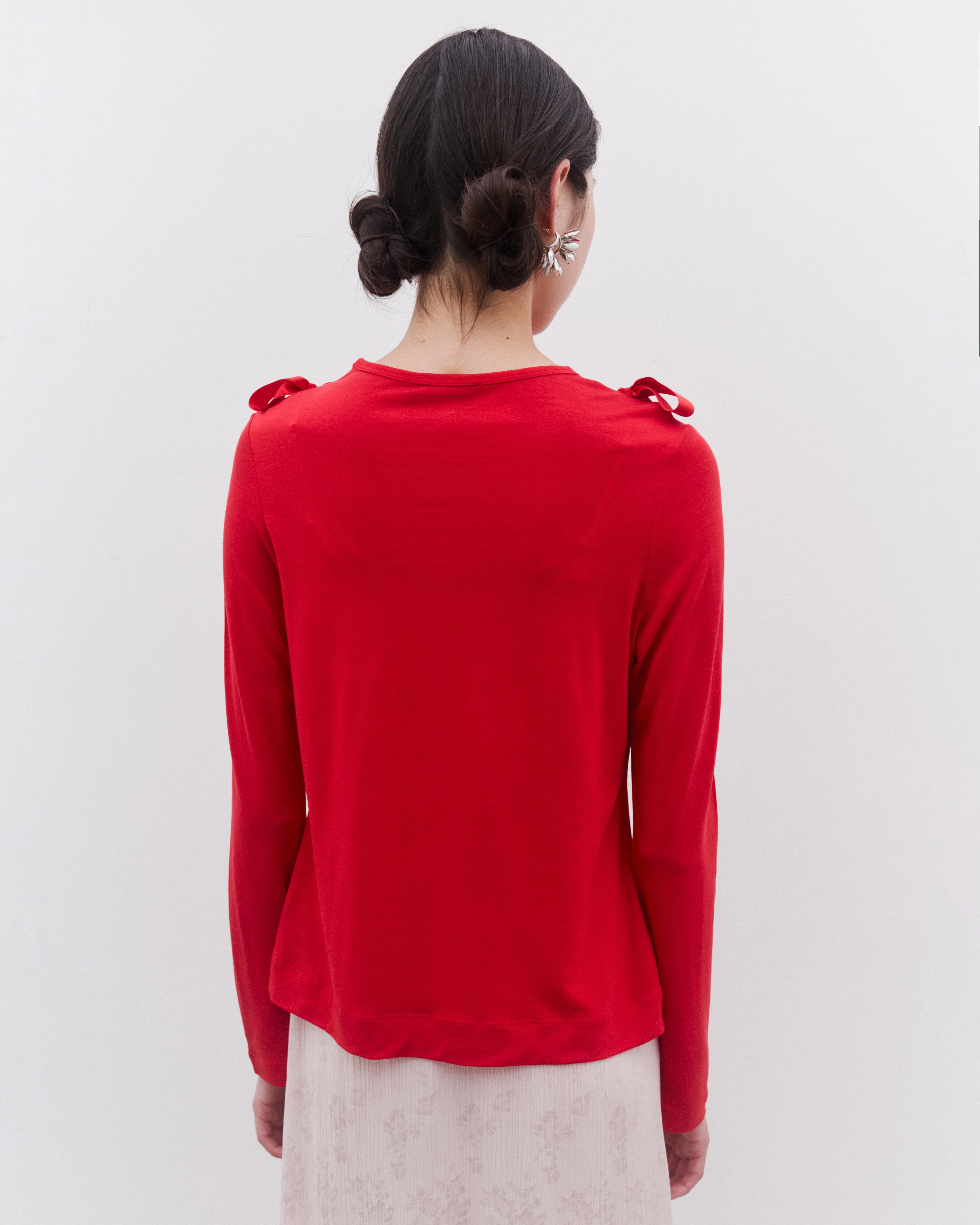 Simone Rocha - Women’s Ribbon Long Sleeve T-Shirt - (Red) - Image 5