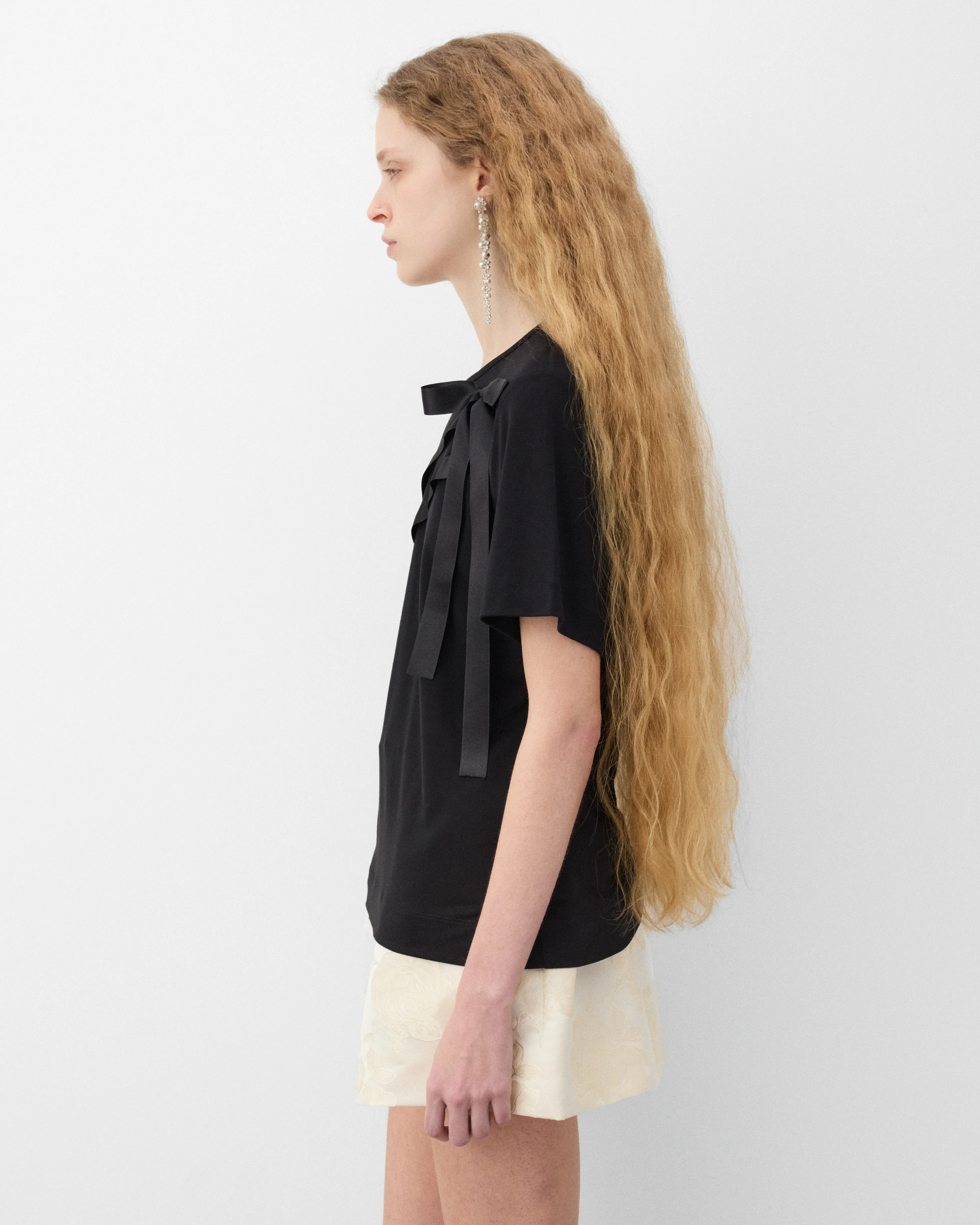 Simone Rocha - Women's Bow Sash Easy T-Shirt - (Black) - Image 4