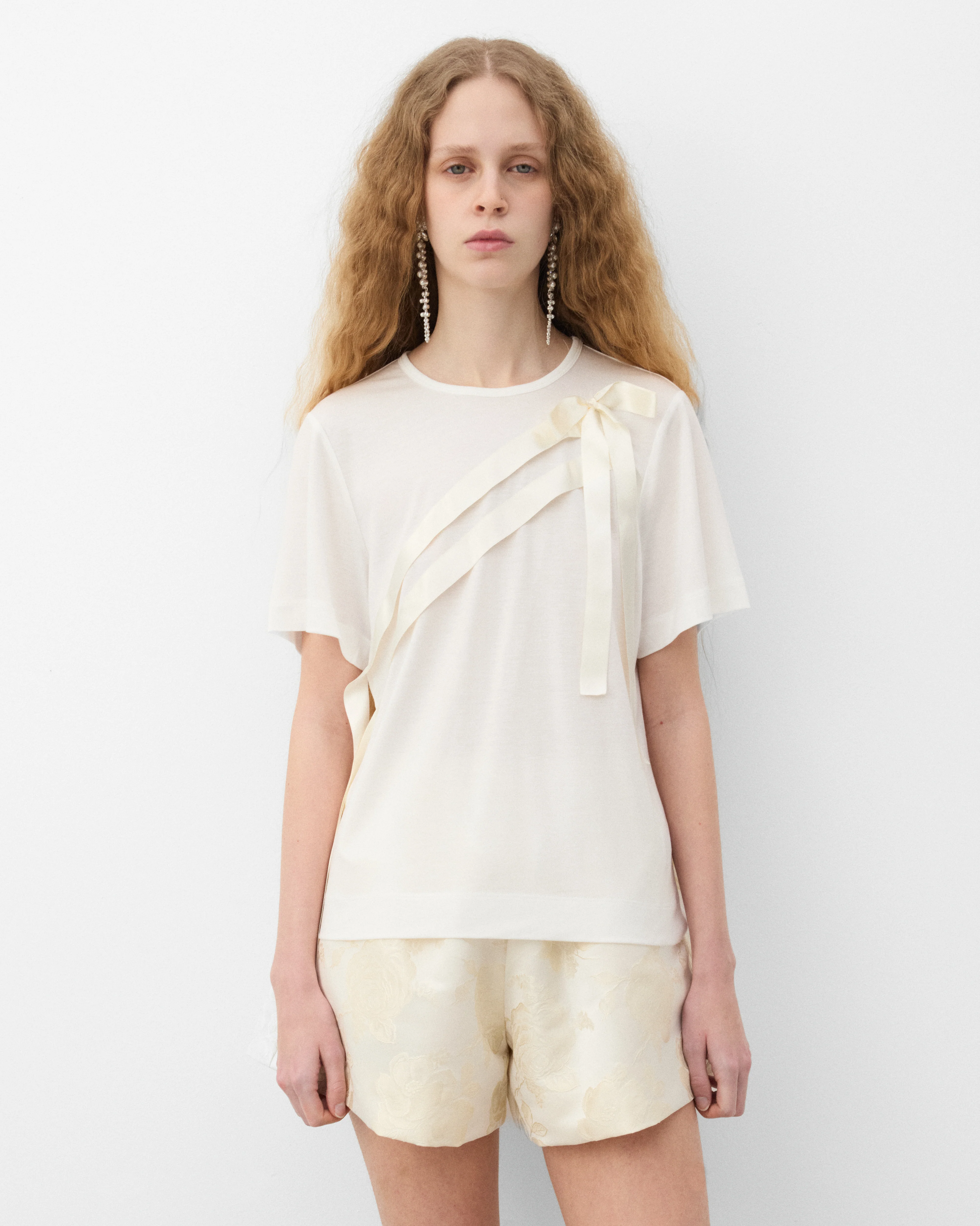 Simone Rocha - Women's Bow Sash Easy T-Shirt - (Ivory) - Image 3