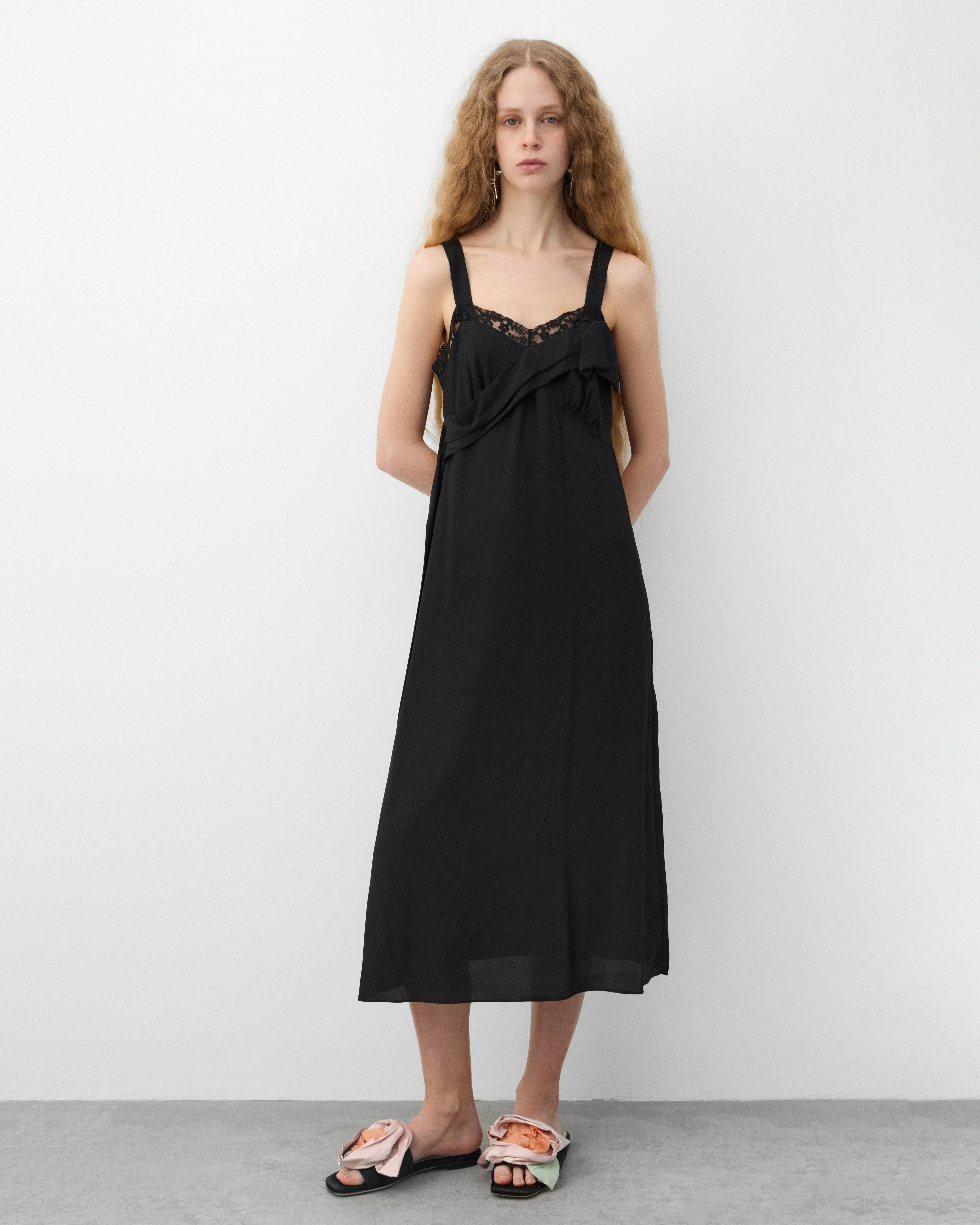 Simone Rocha - Women's Bow Sash Slip Dress - (Black) - Image 3