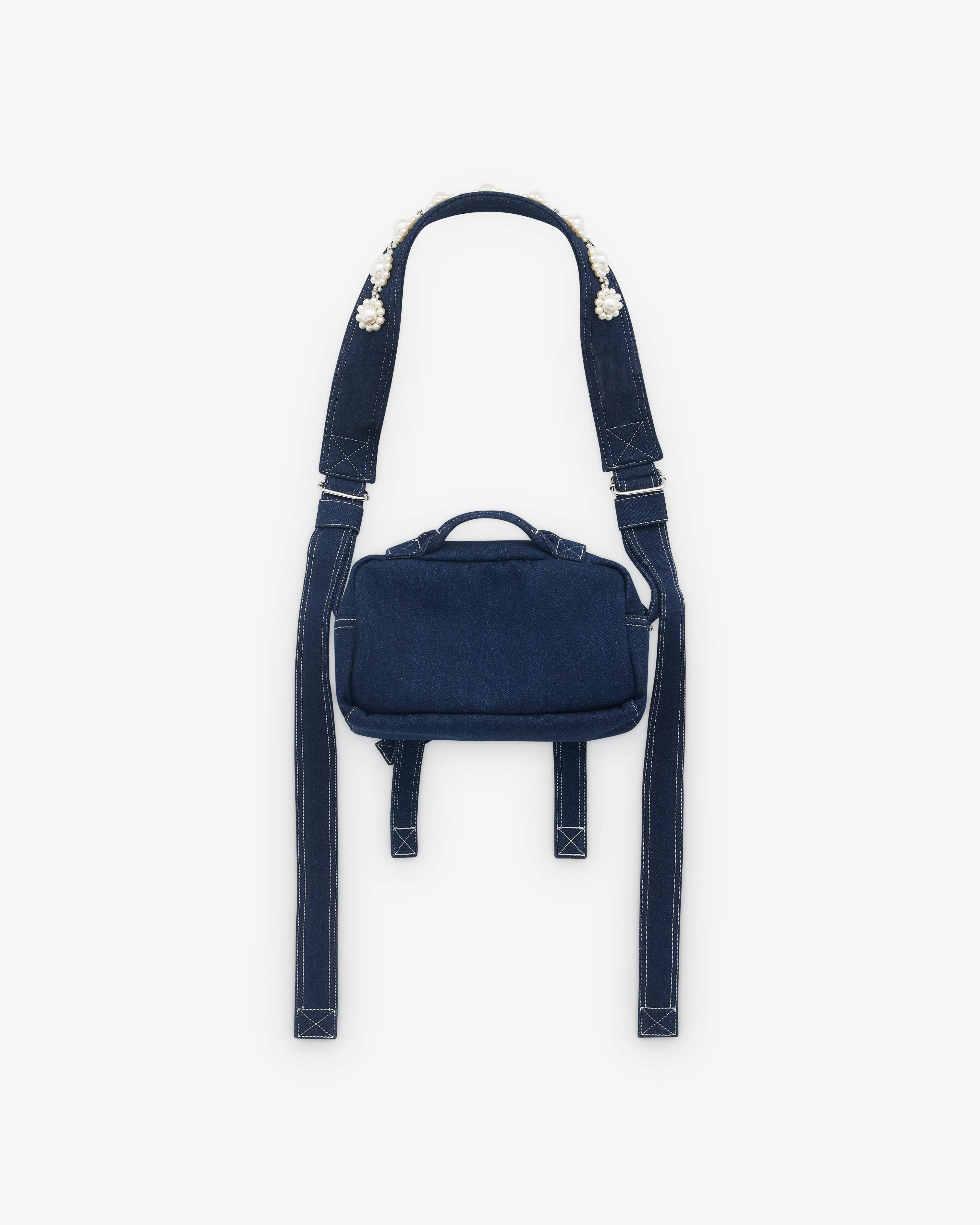 Simone Rocha - Women’s Beaded Classic Bow Crossbody Bag - (Indigo/Pearl) - Image 2