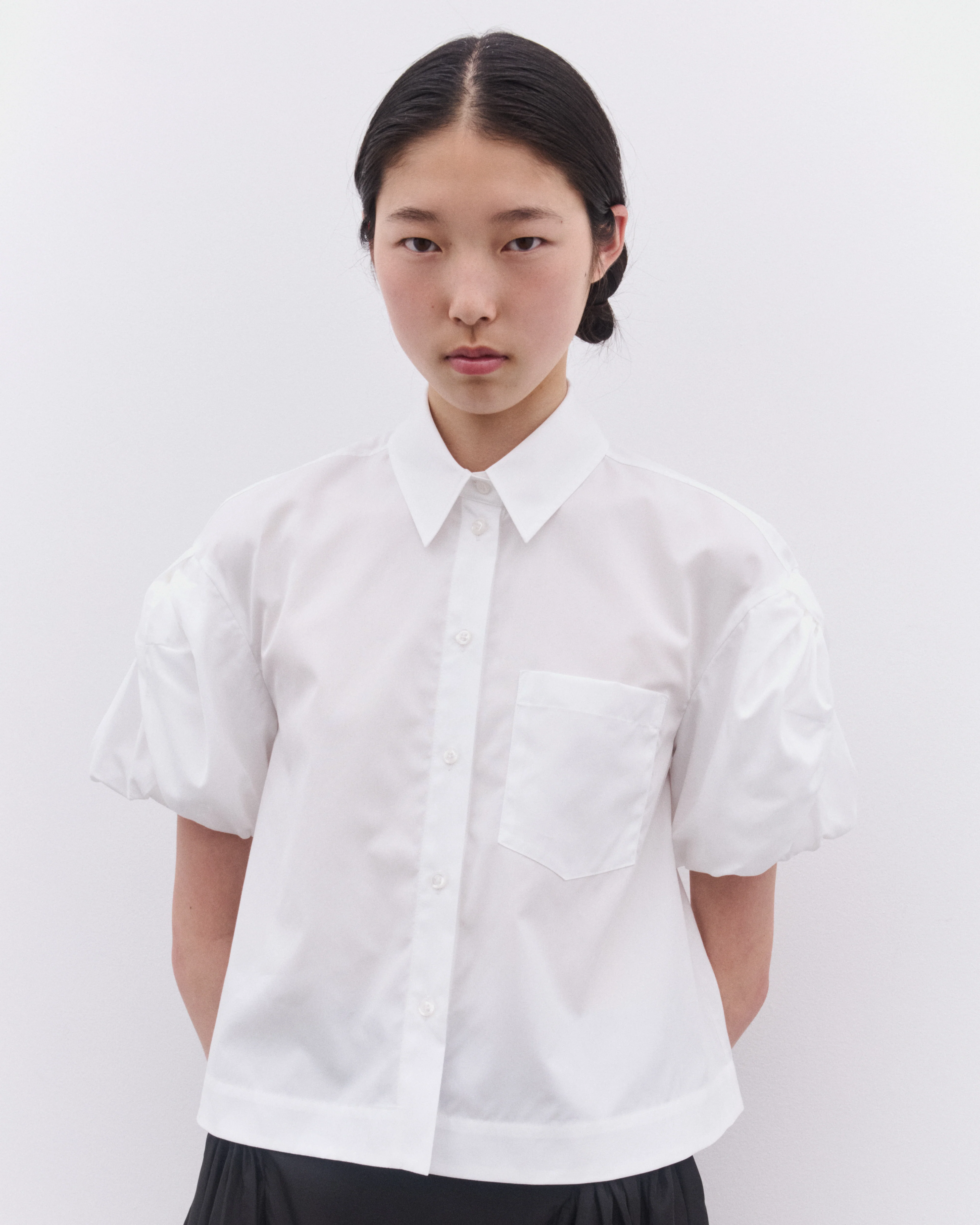 Simone Rocha - Women’s Cropped Puff Bow Sleeve Shirt - (White) - Image 3