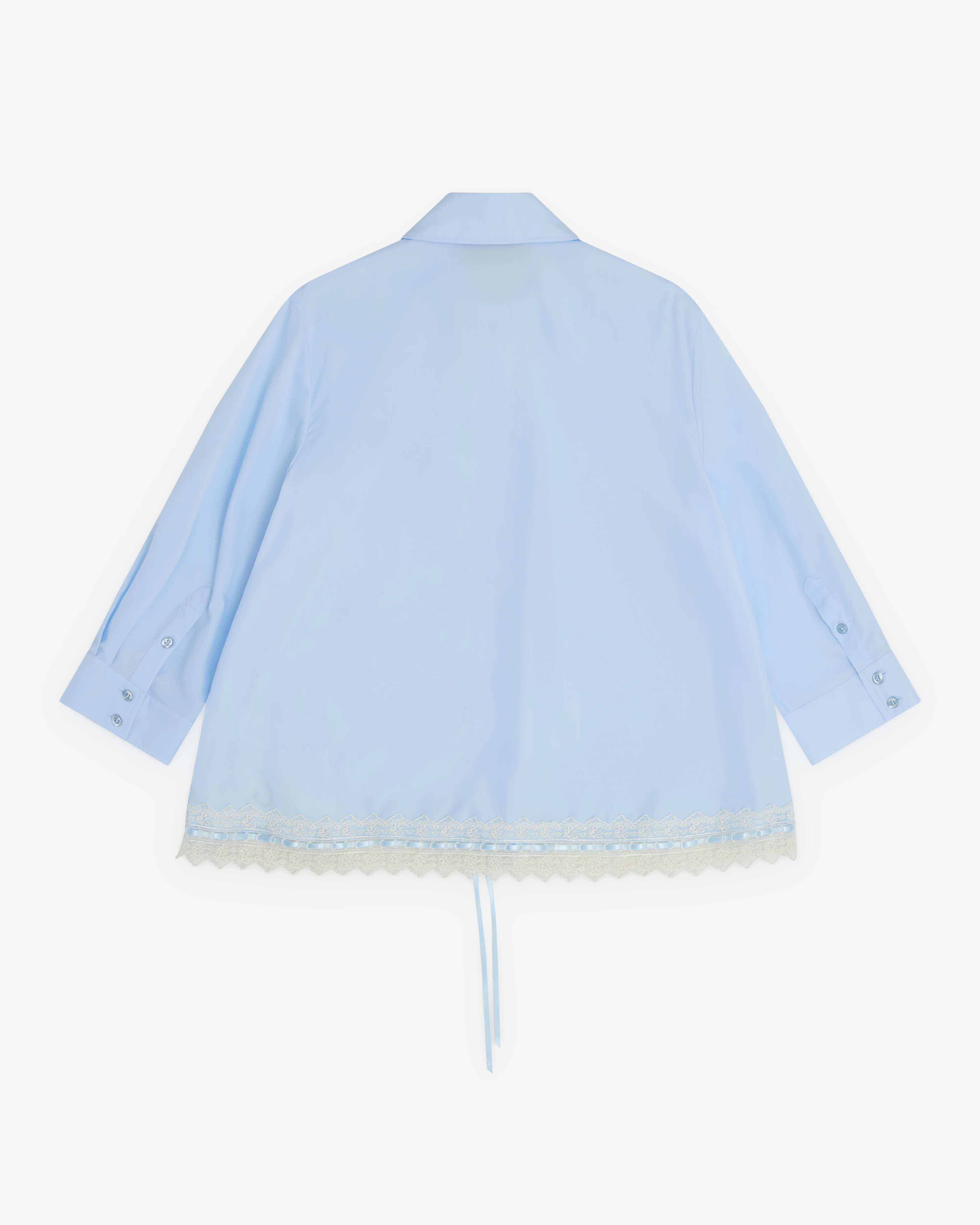Simone Rocha - Women’s Cropped Ribbon Trim Shirt - (Baby Blue) - Image 2