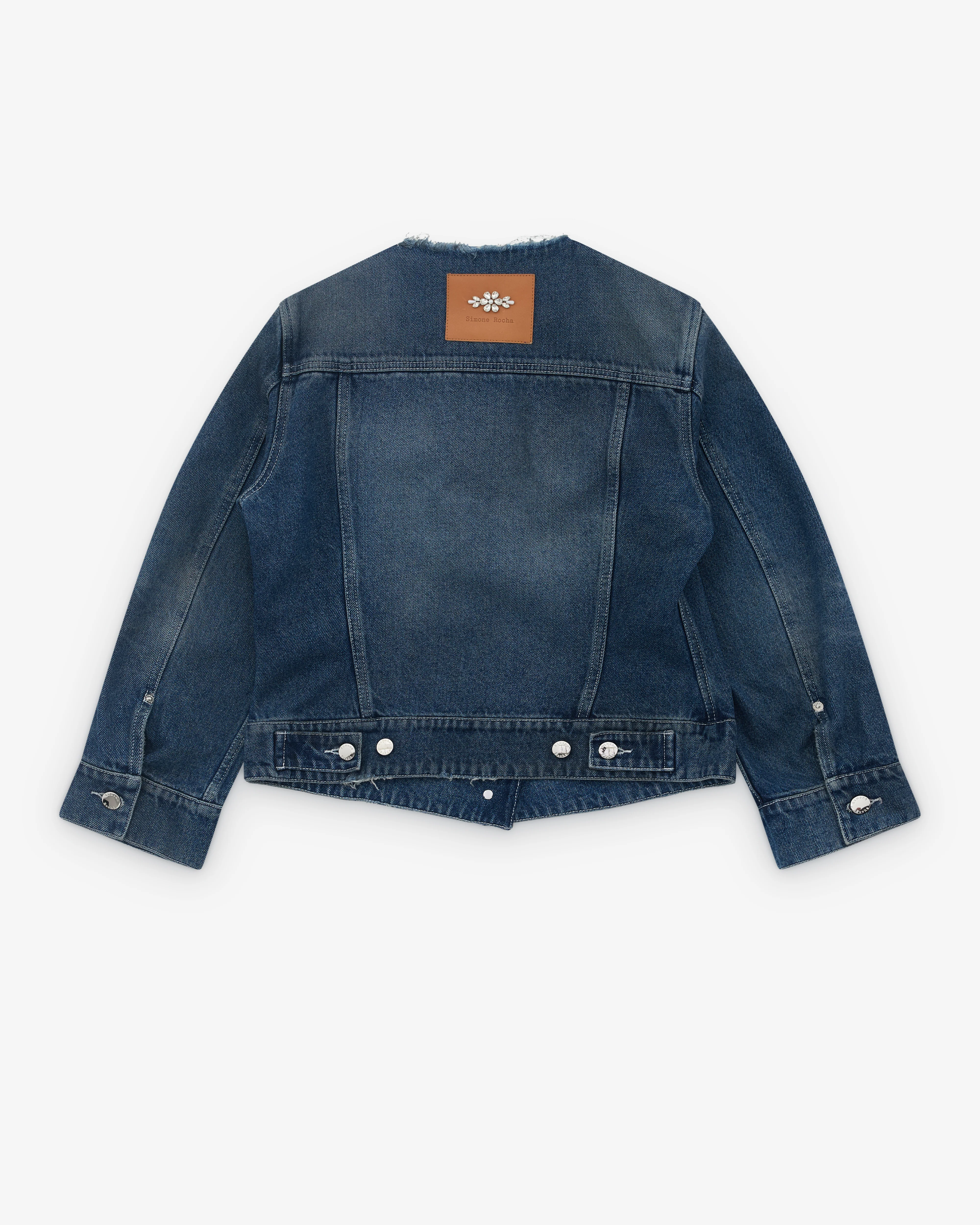 Simone Rocha - Women’s Turbo Embellished Fitted Waist Tail Jacket - (Blue/Pearl) - Image 2