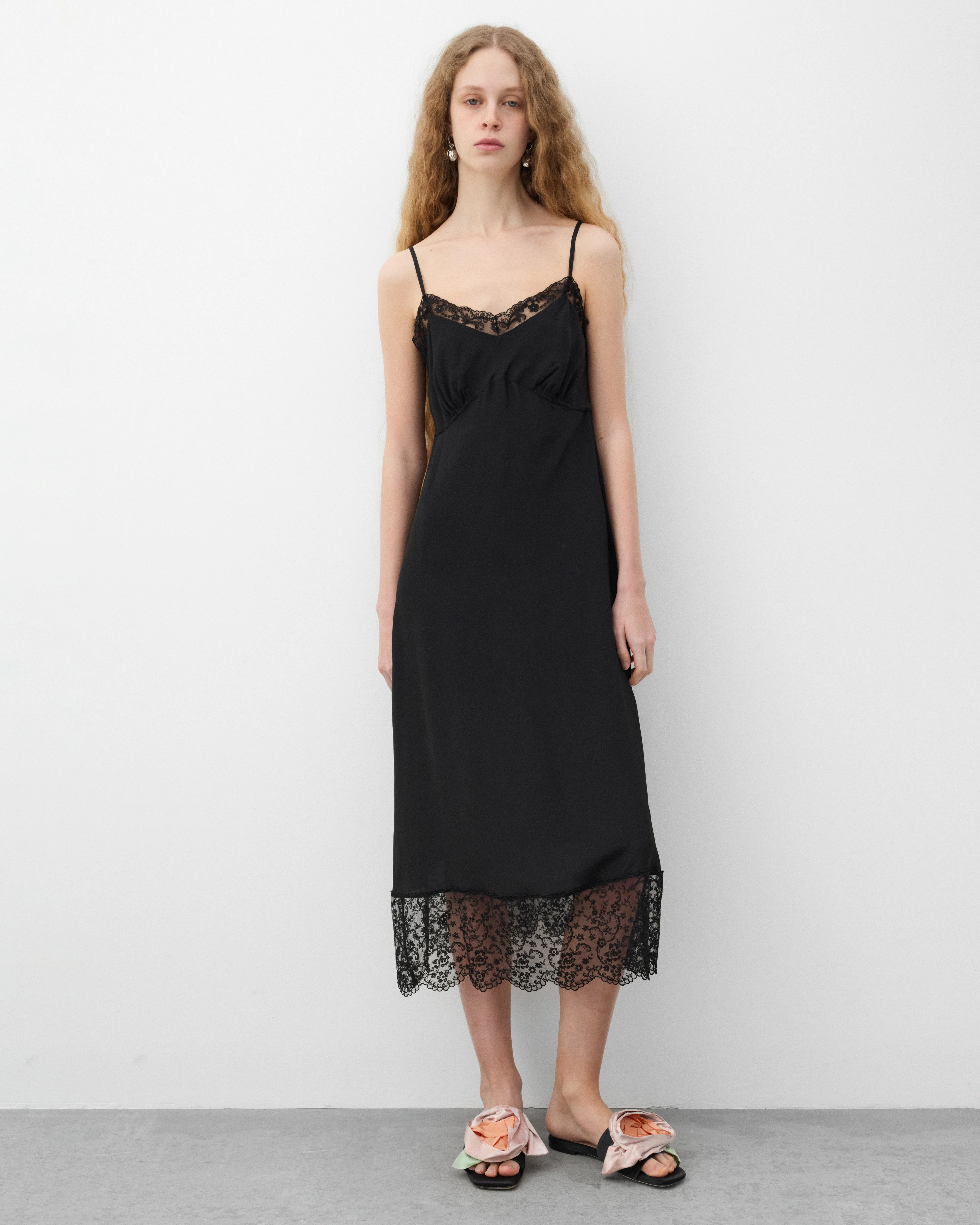 Simone Rocha - Women's Lace Trim Slip Dress - (Black) - Image 3
