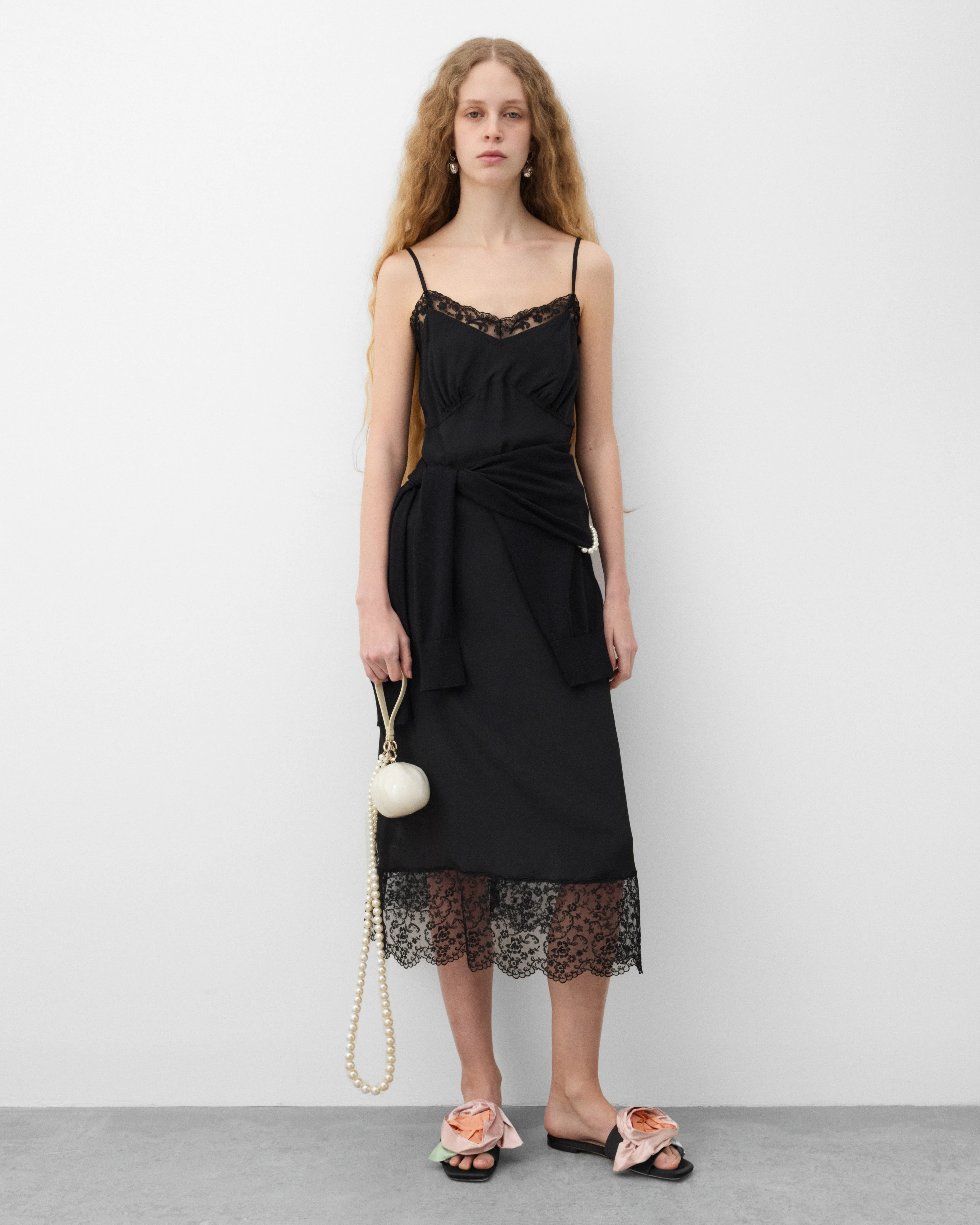 Simone Rocha - Women's Lace Trim Slip Dress - (Black) - Image 6
