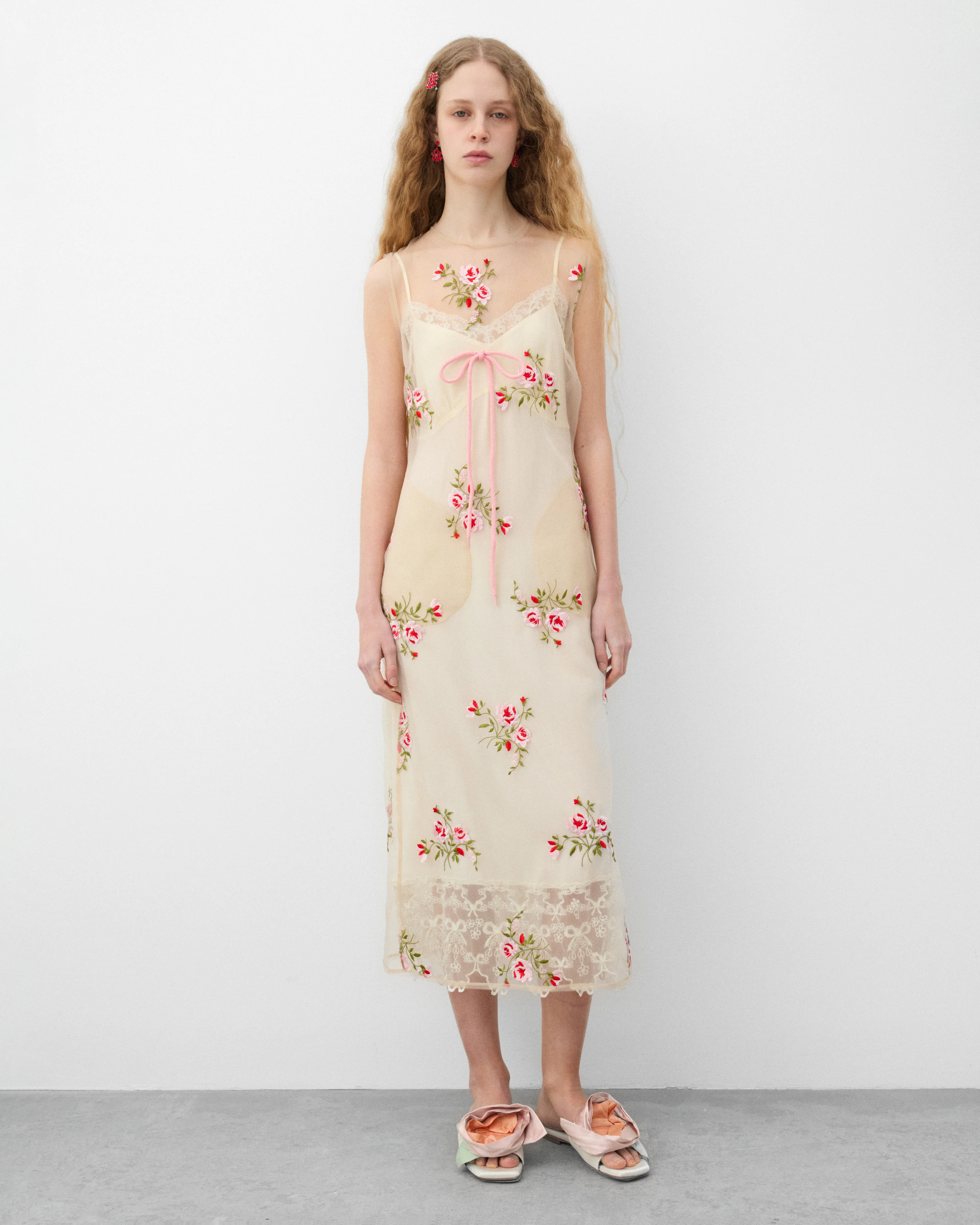 Simone Rocha - Women's Sheer Frayed Contour Dart Dress - (Nude) - Image 3