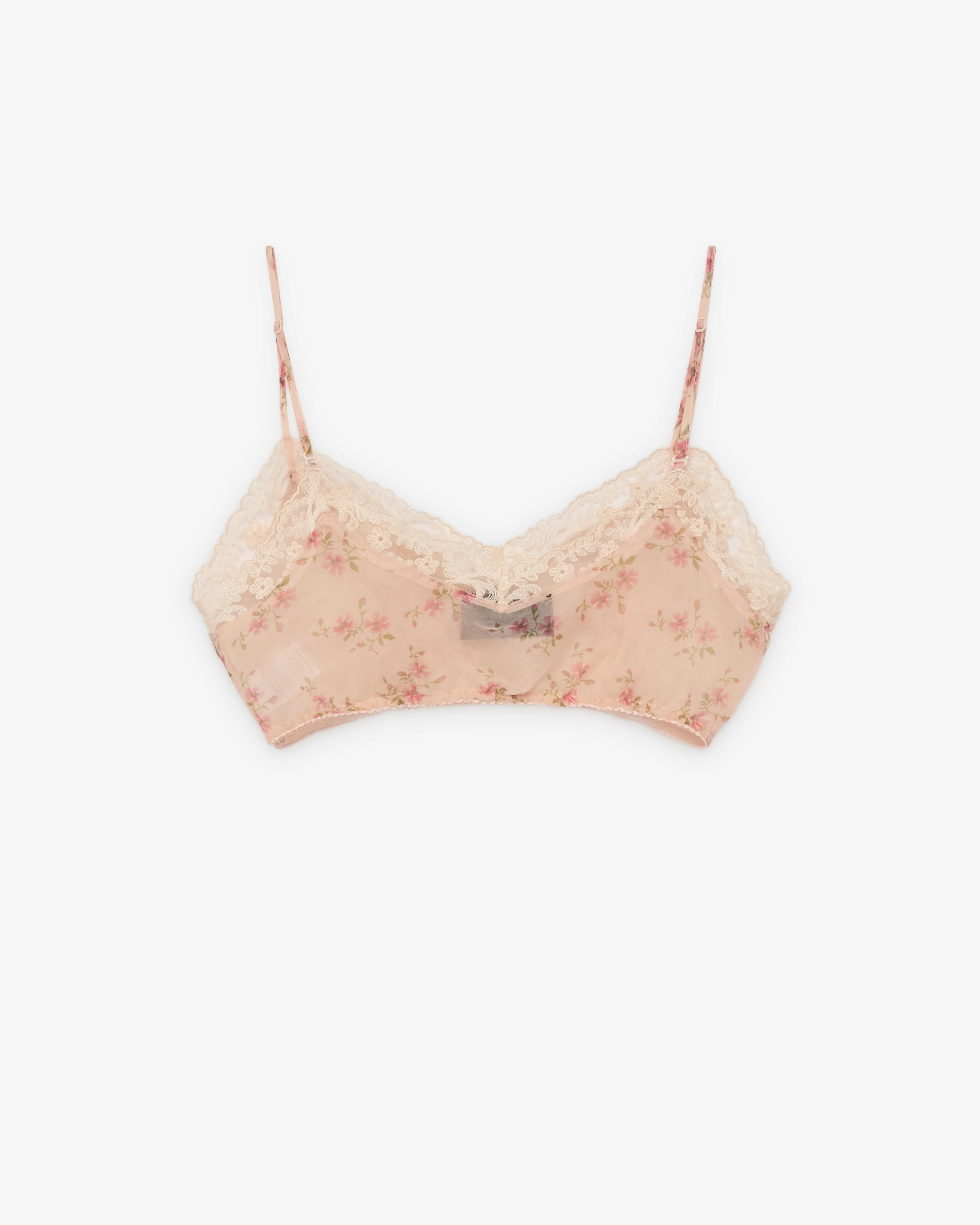 Simone Rocha - Women's Sheer Lace Trim Bralette - (Nude Floral)