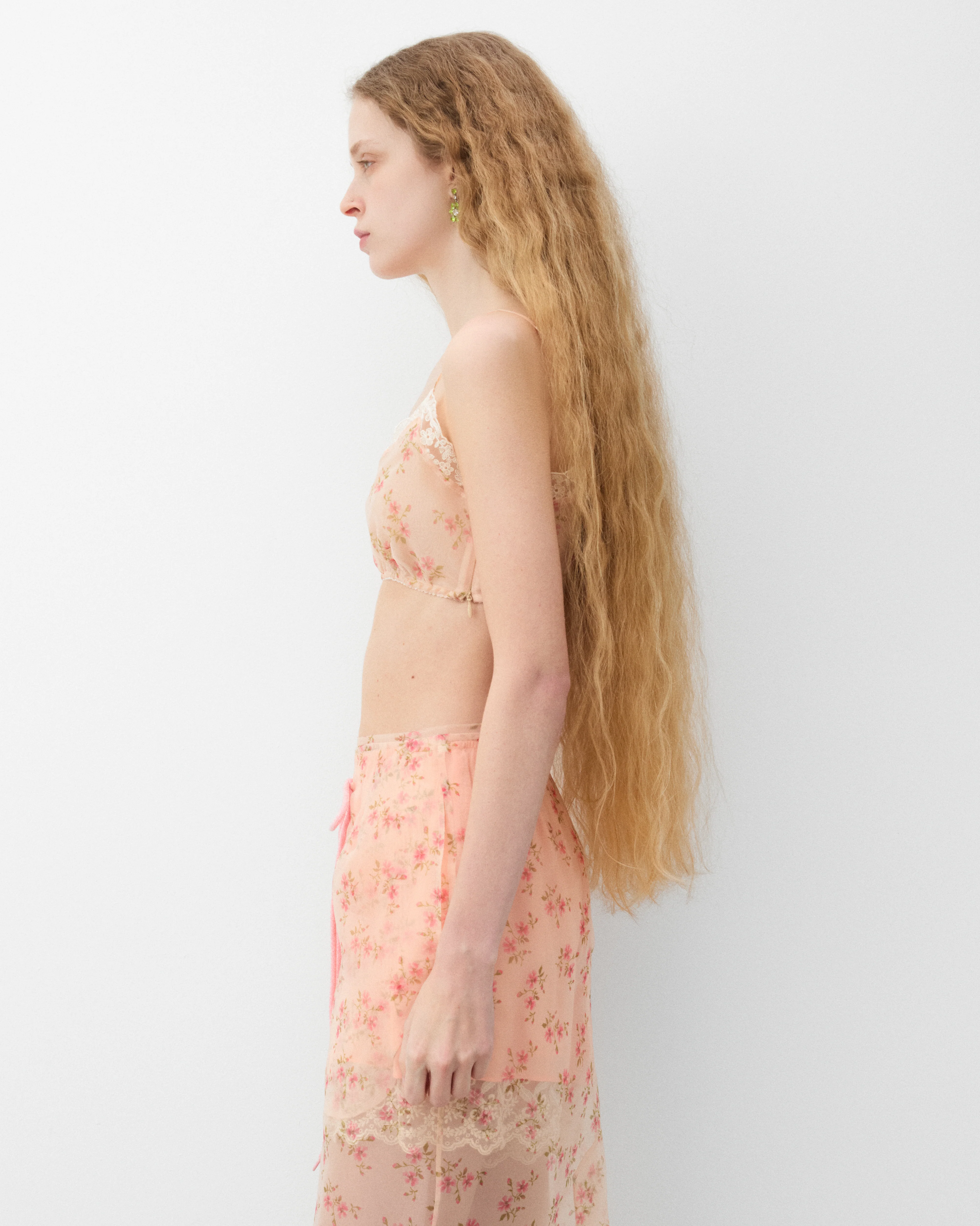 Simone Rocha - Women's Sheer Lace Trim Bralette - (Nude Floral) - Image 4