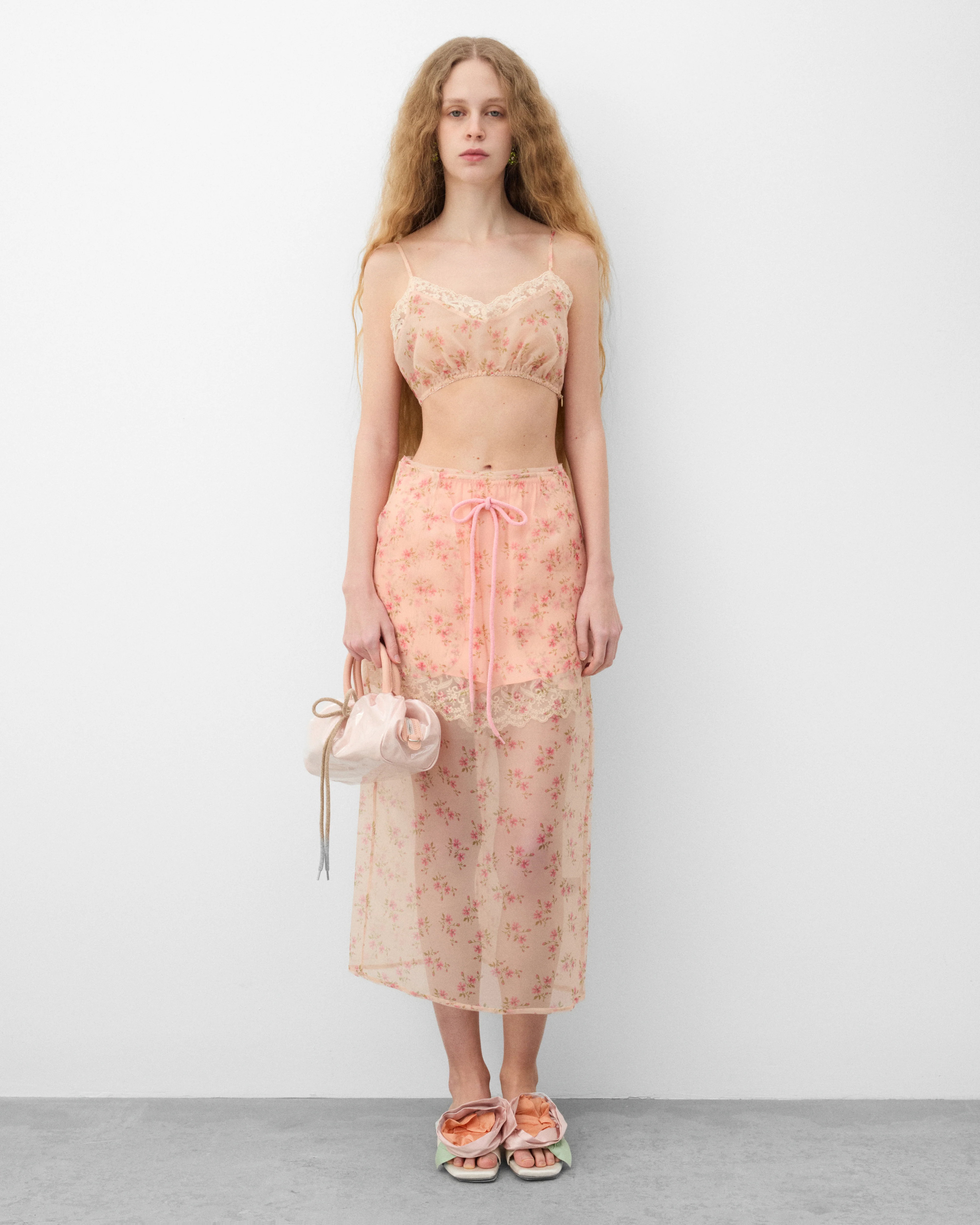 Simone Rocha - Women's Sheer Lace Trim Bralette - (Nude Floral) - Image 6