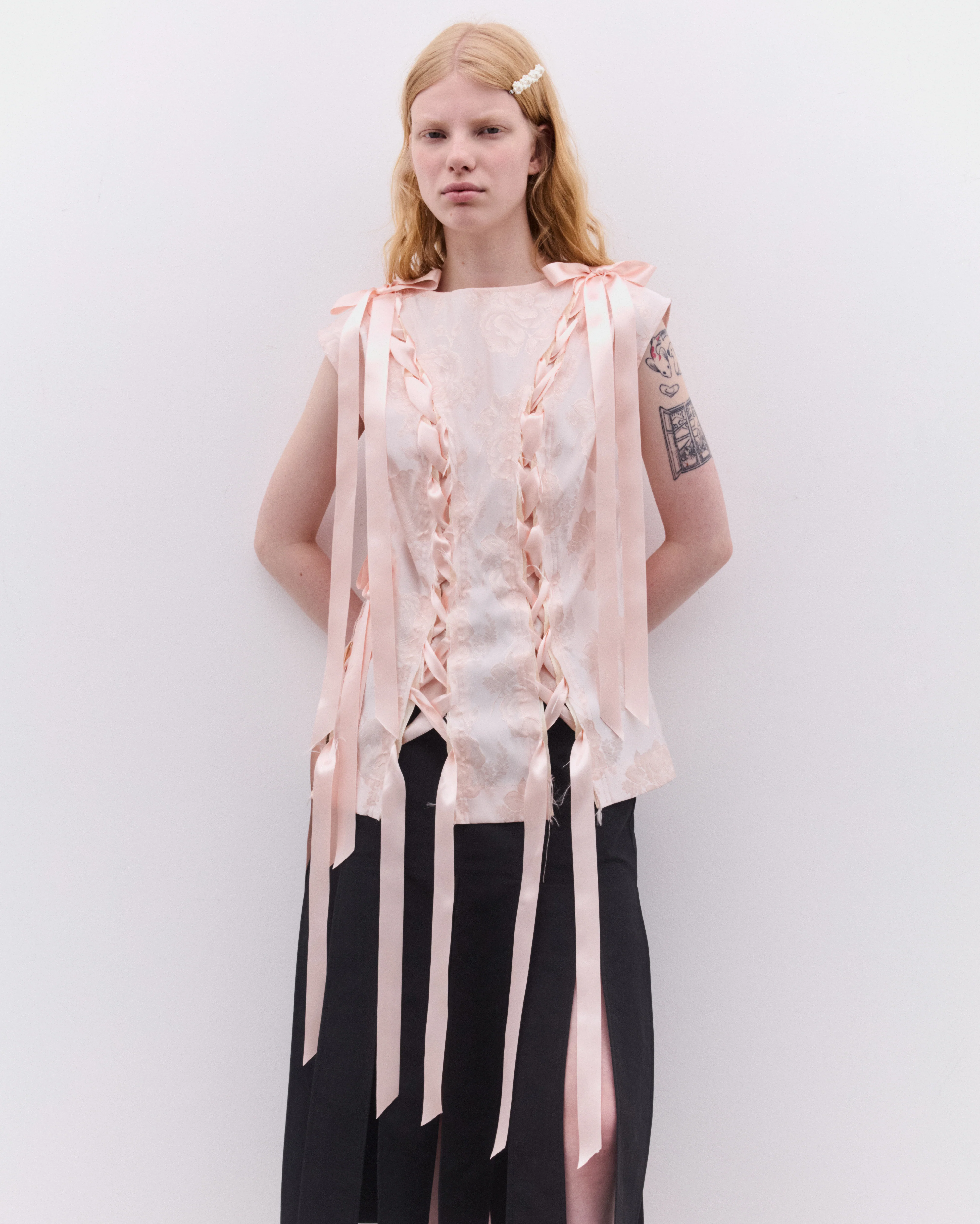 Simone Rocha - Women’s Unraveling Ribbon Top - (Blush/Blush) - Image 2