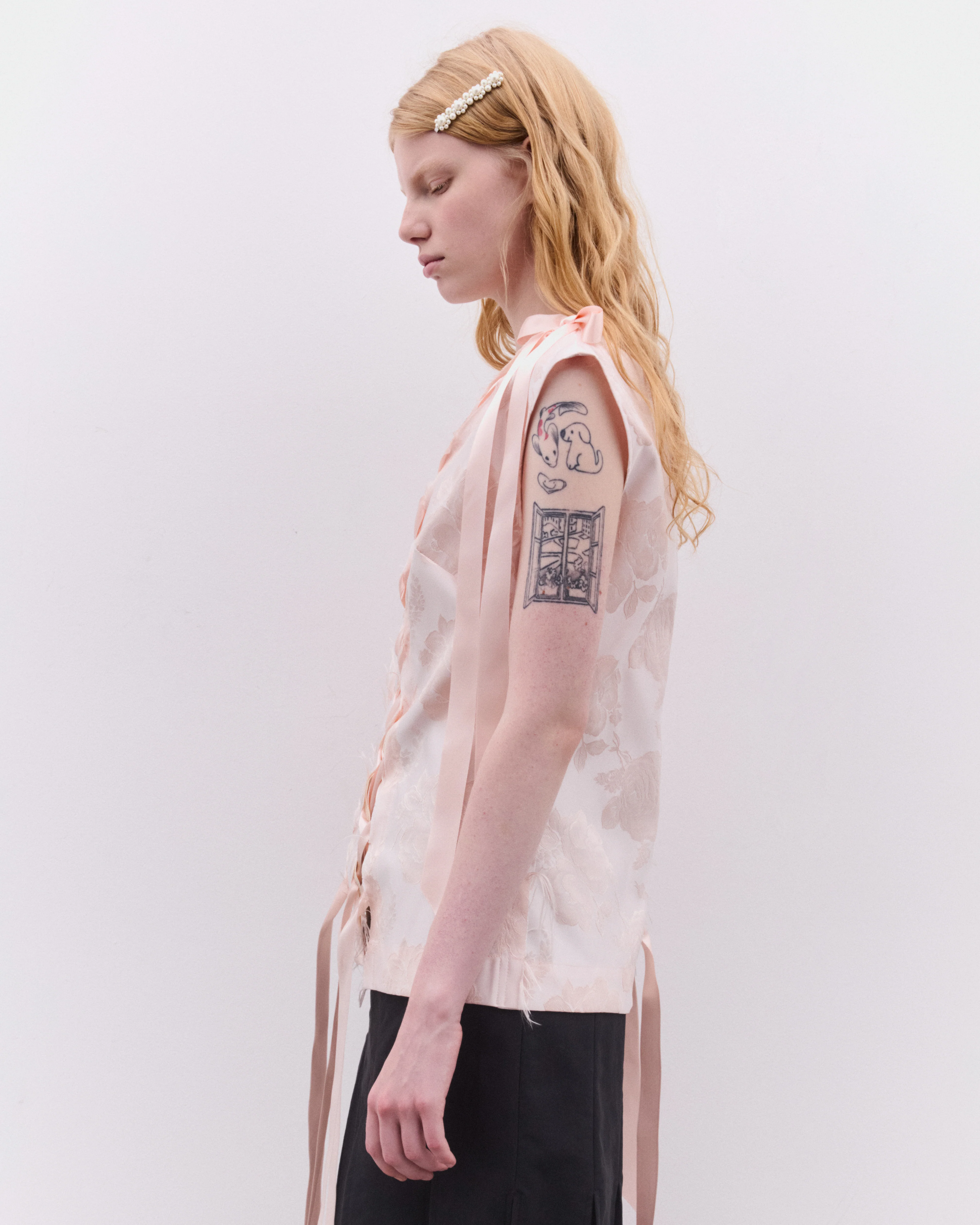 Simone Rocha - Women’s Unraveling Ribbon Top - (Blush/Blush) - Image 3