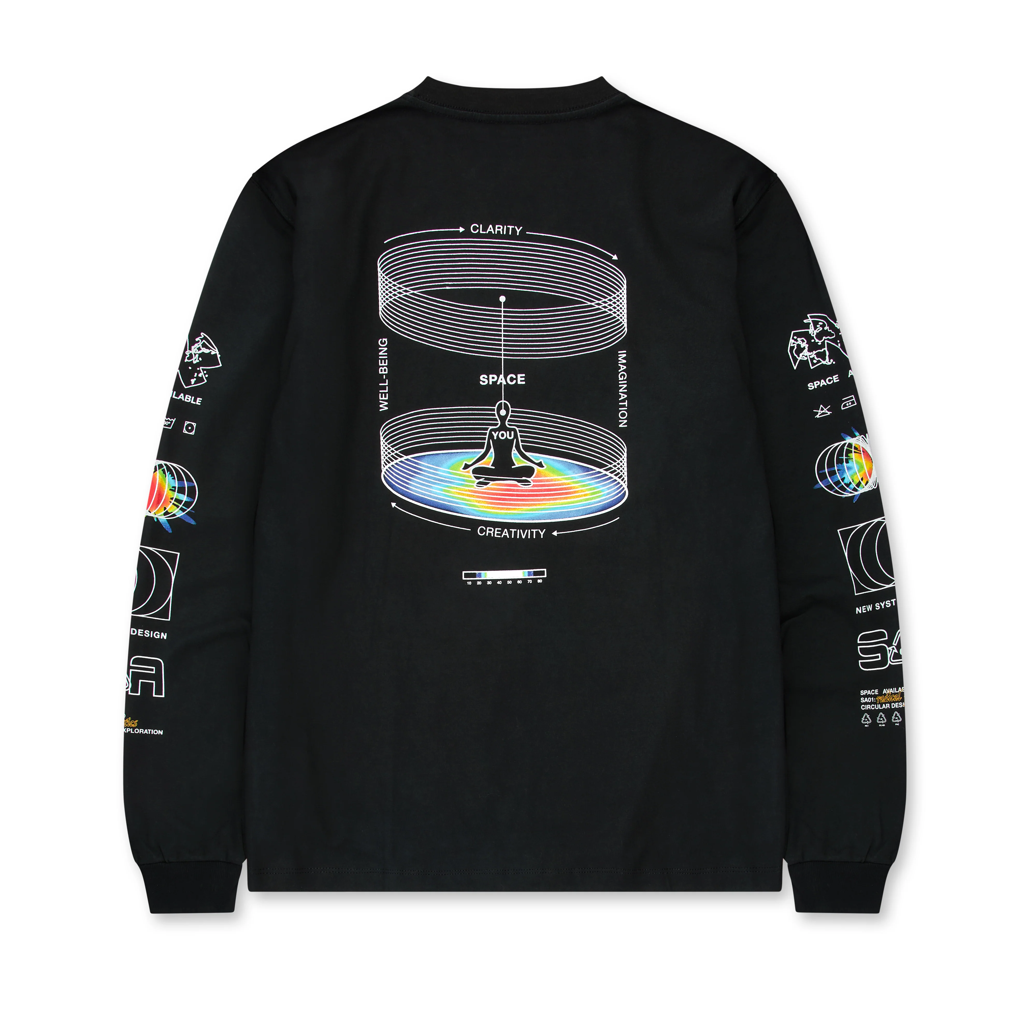 Space Available - Making Space Effect Longsleeve T-Shirt - (Black) - Image 2