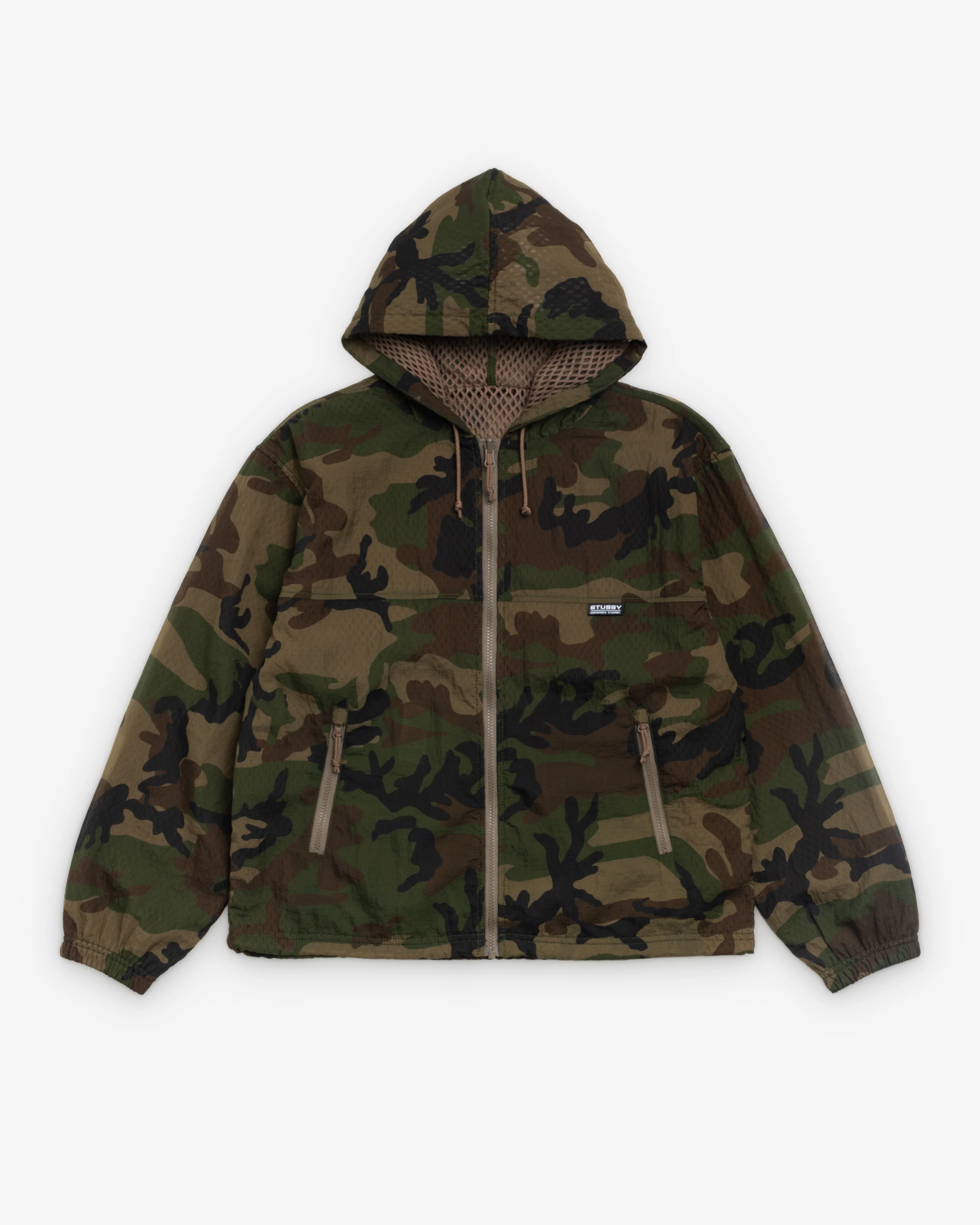 Stüssy - Men's Layered Mesh Hooded Jacket - (Woodland Camo)