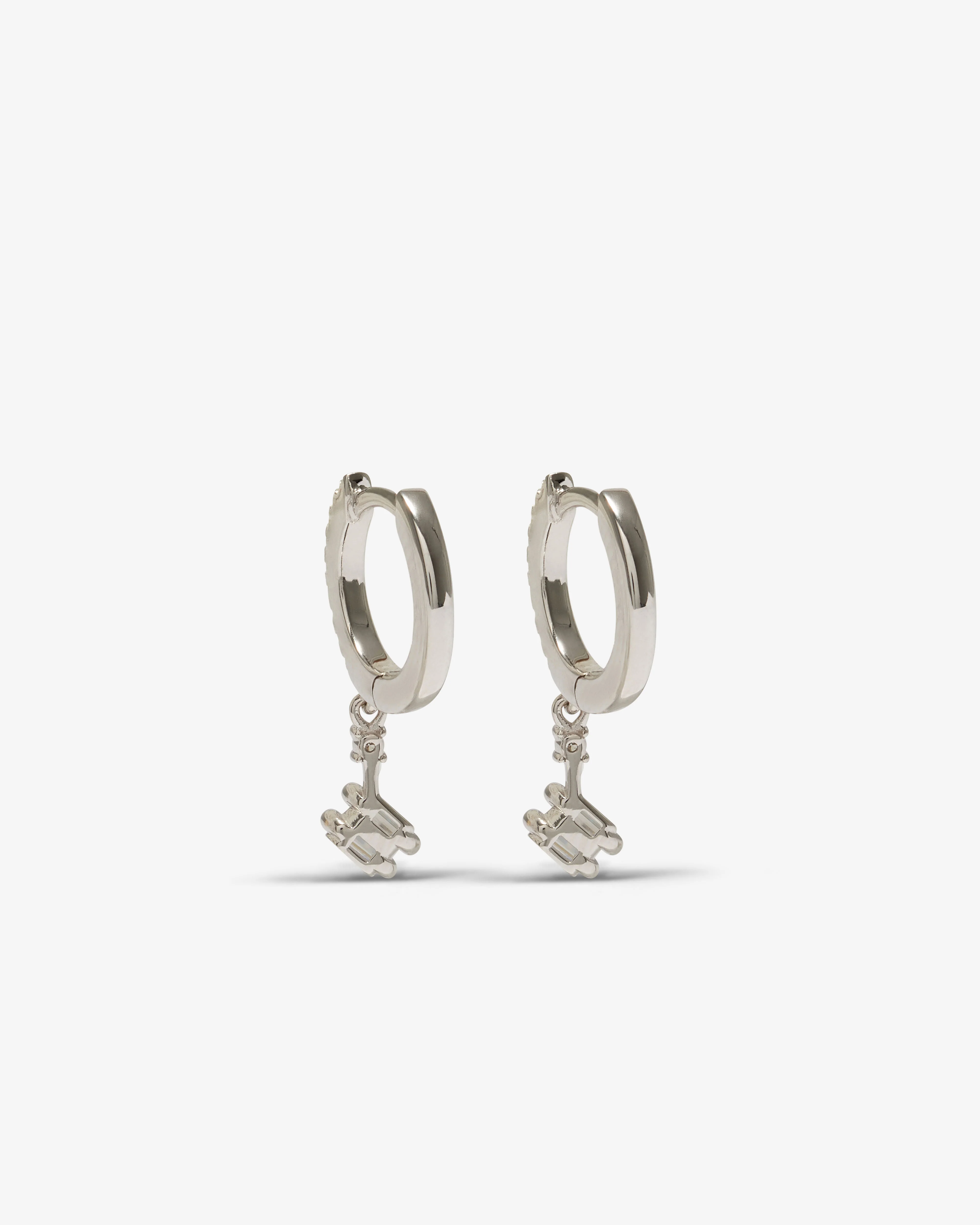 Suzanne Kalan - Diamond Dangle Drop Huggies - (White Gold) - Image 2