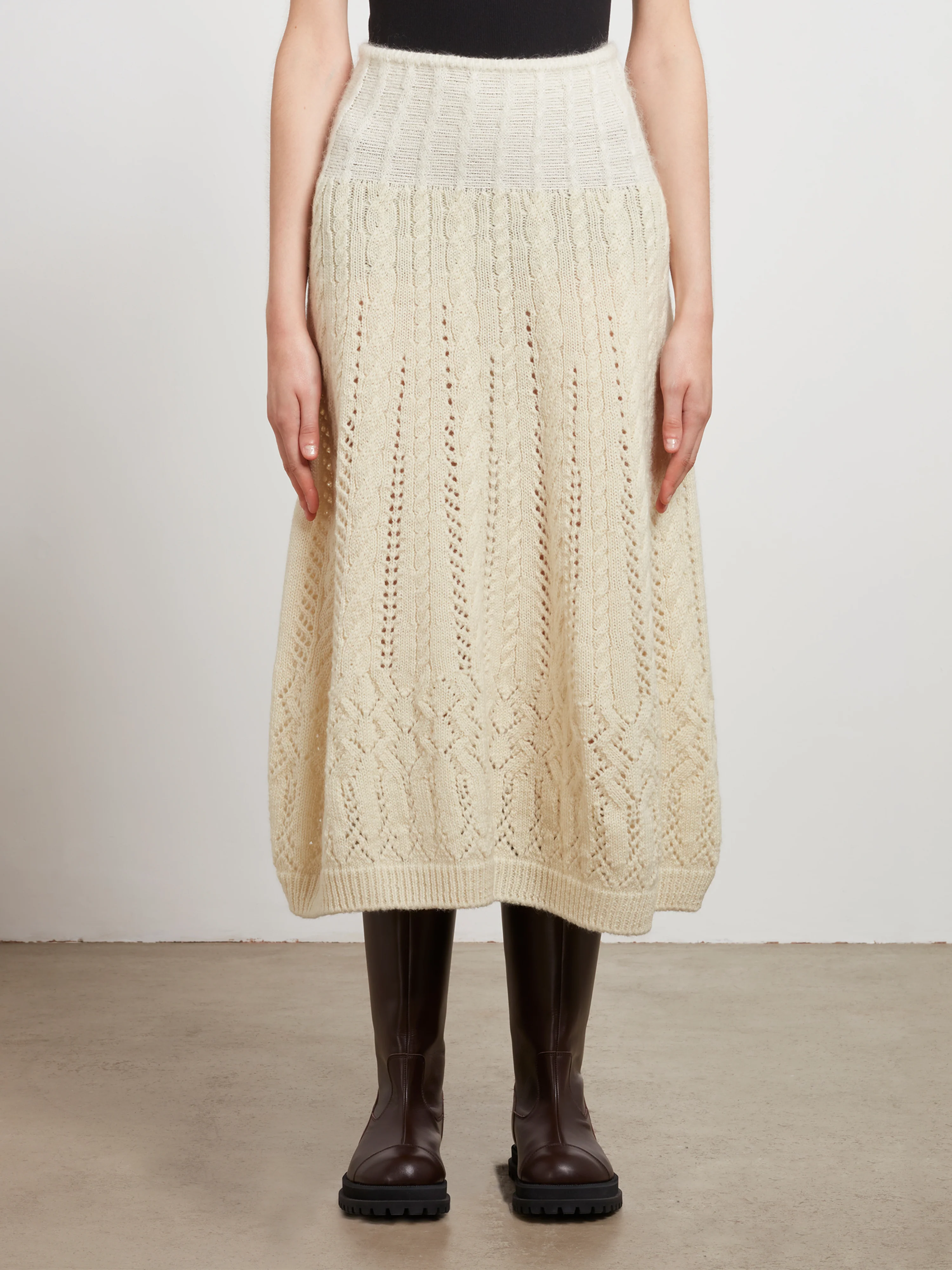 Tao - Knitted Long Skirt - (Natural) - Image 2