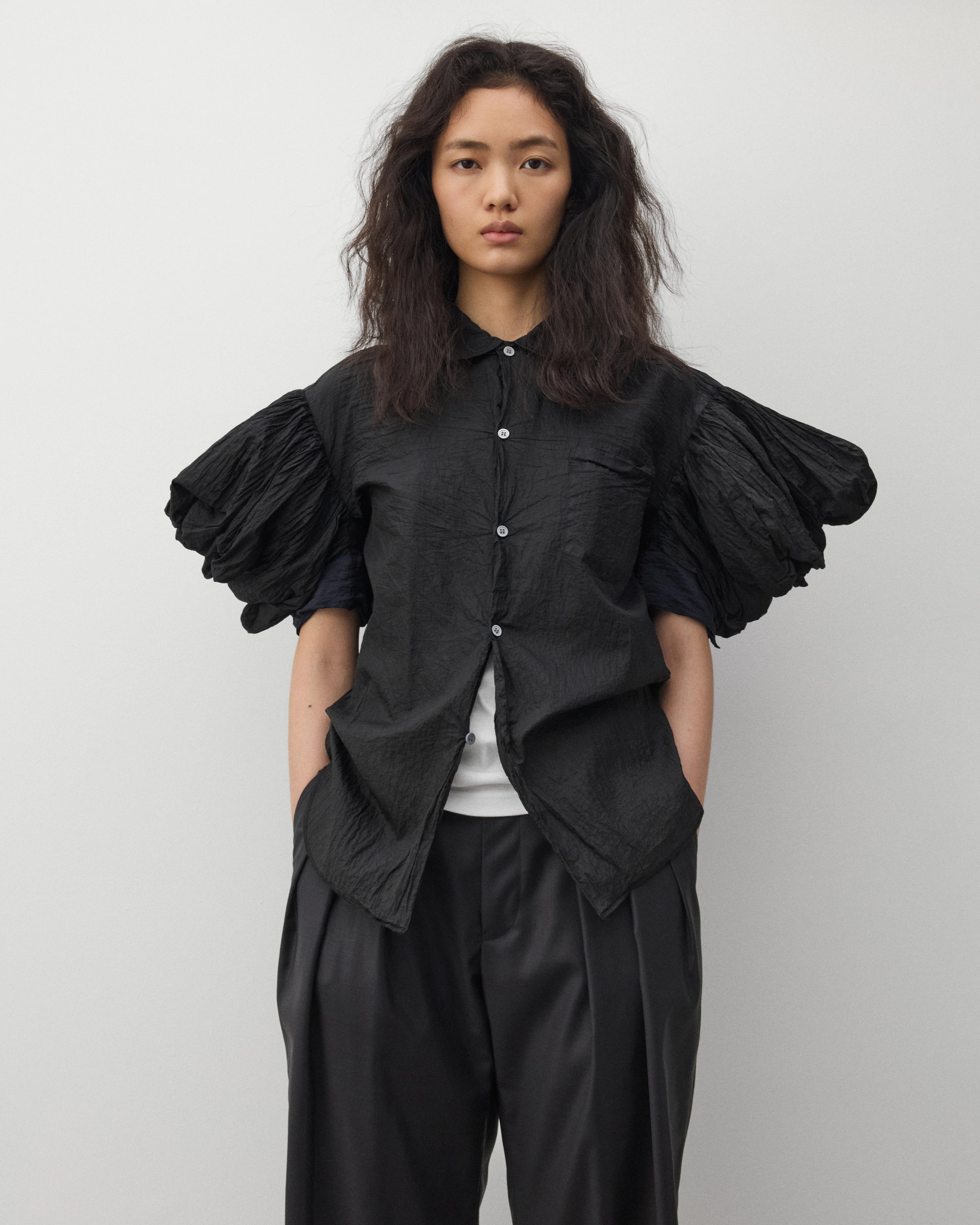 Tao - Women's Ruffle Sleeve Blouse - (Black) - Image 3